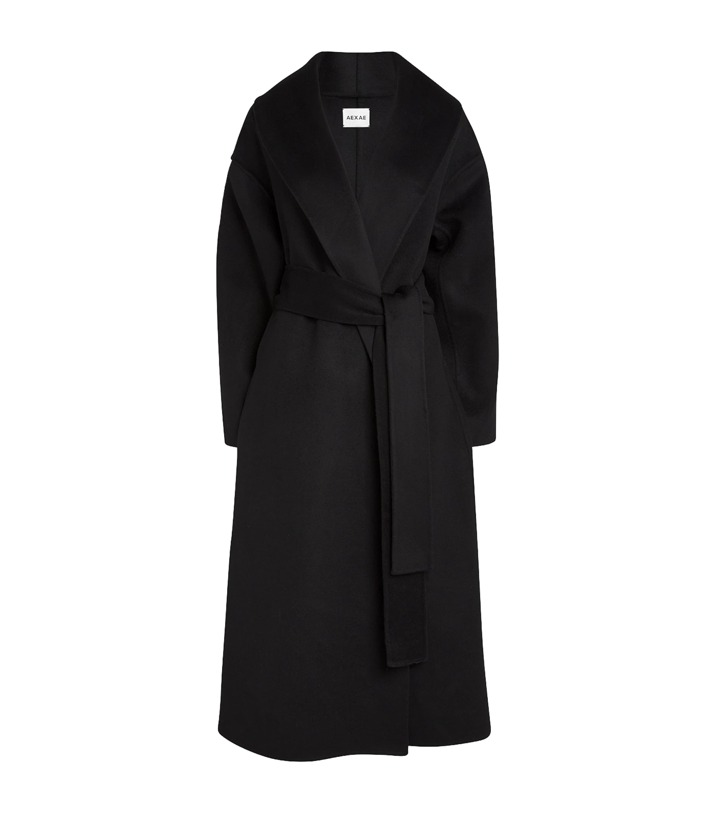 Shop Aexae Wool-cashmere Wrap Coat In Black