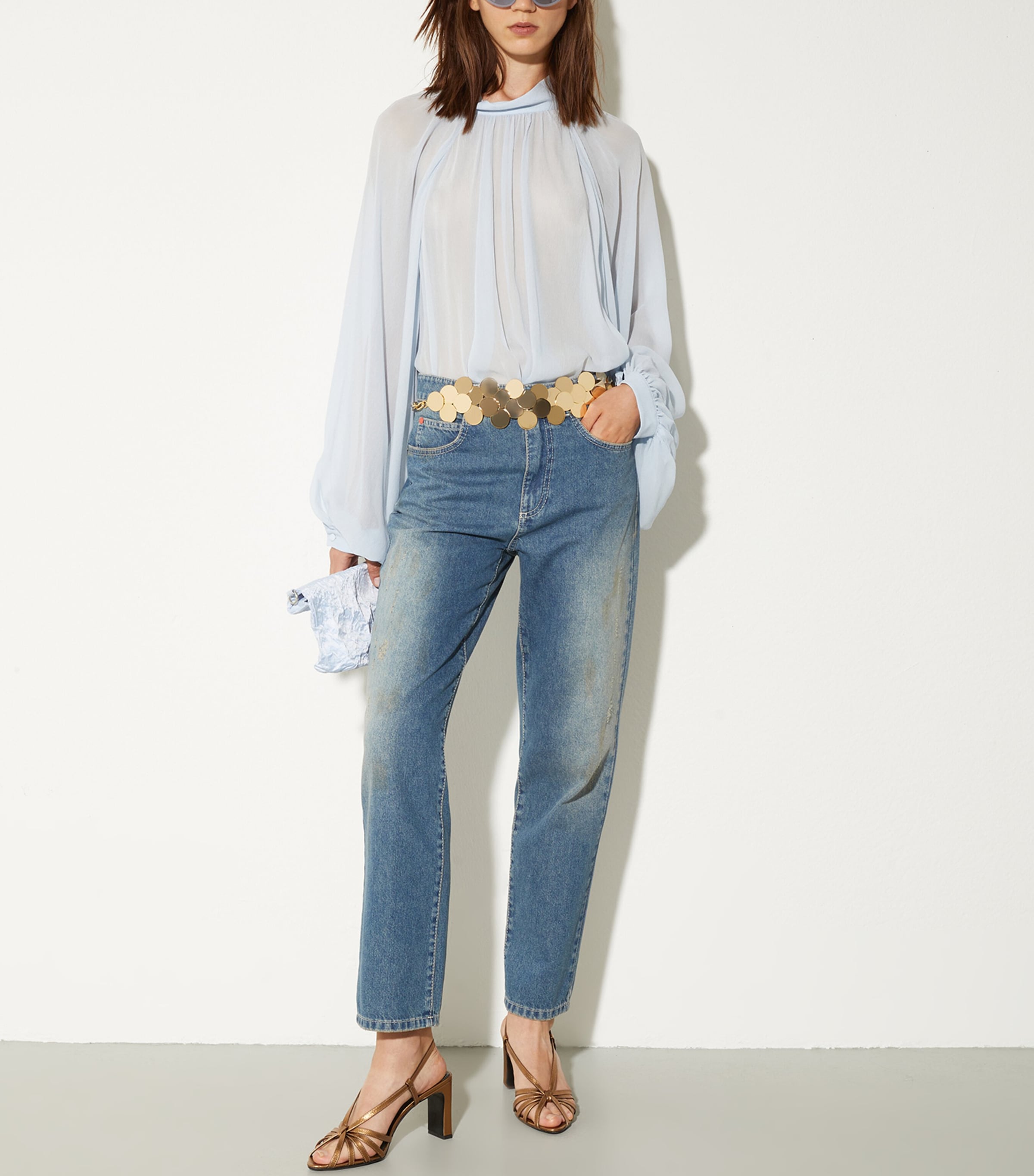 MAX&Co. Womens Crepe Blouse Sky Blue Image 4