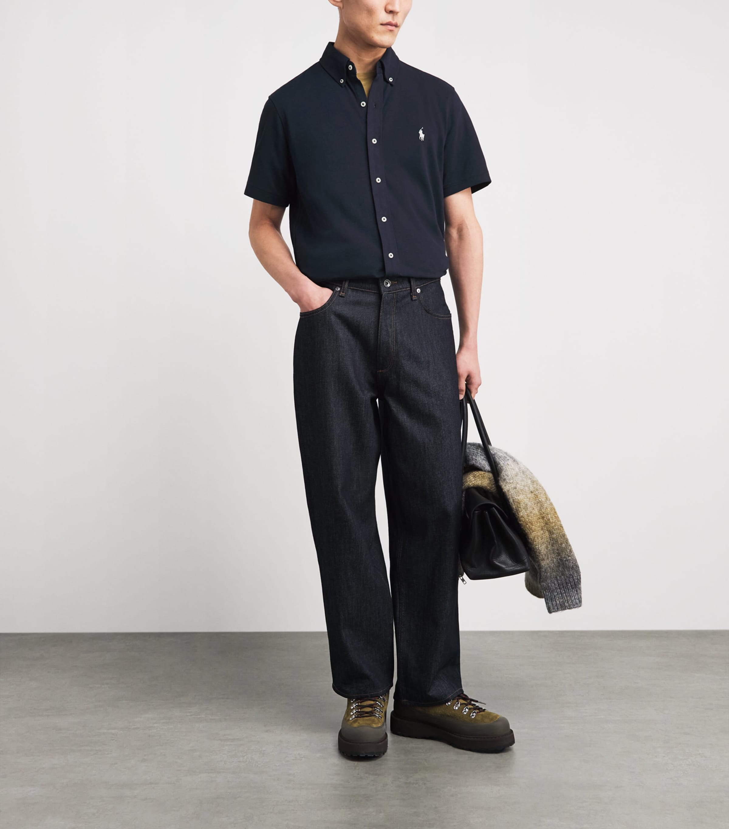 Polo Ralph Lauren Mens Cotton Featherweight Mesh Shirt Aviator Navy Image 2