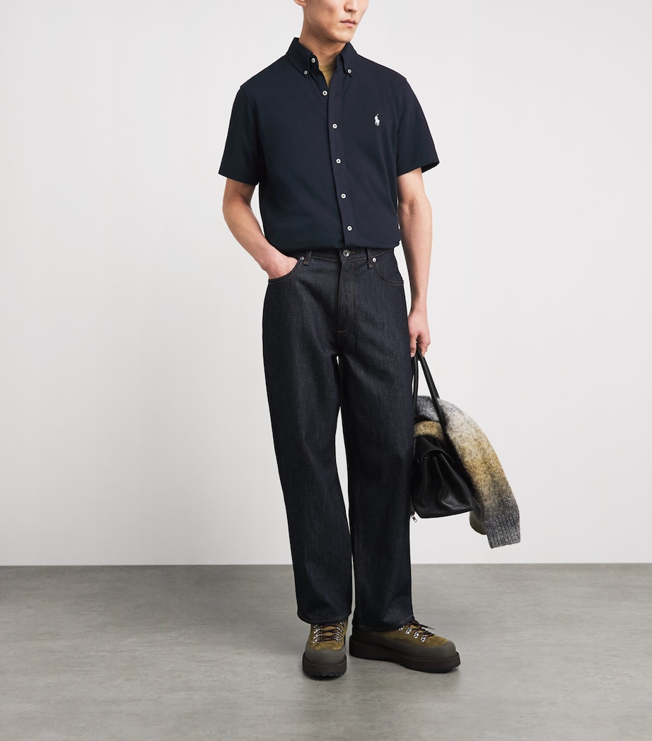 Polo Ralph Lauren Mens Cotton Featherweight Mesh Shirt Aviator Navy Image 2