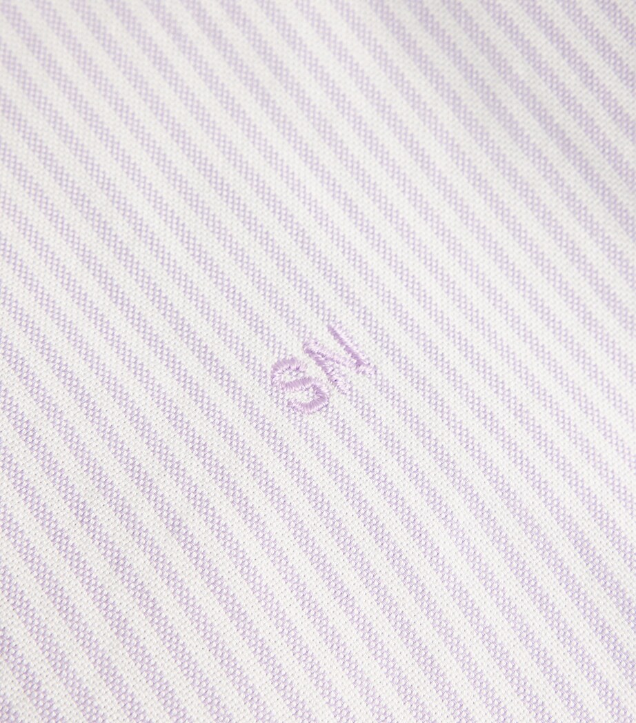 Studio Nicholson Mens Cotton Striped Ruskin Oxford Shirt Lilac Stripe Image 5
