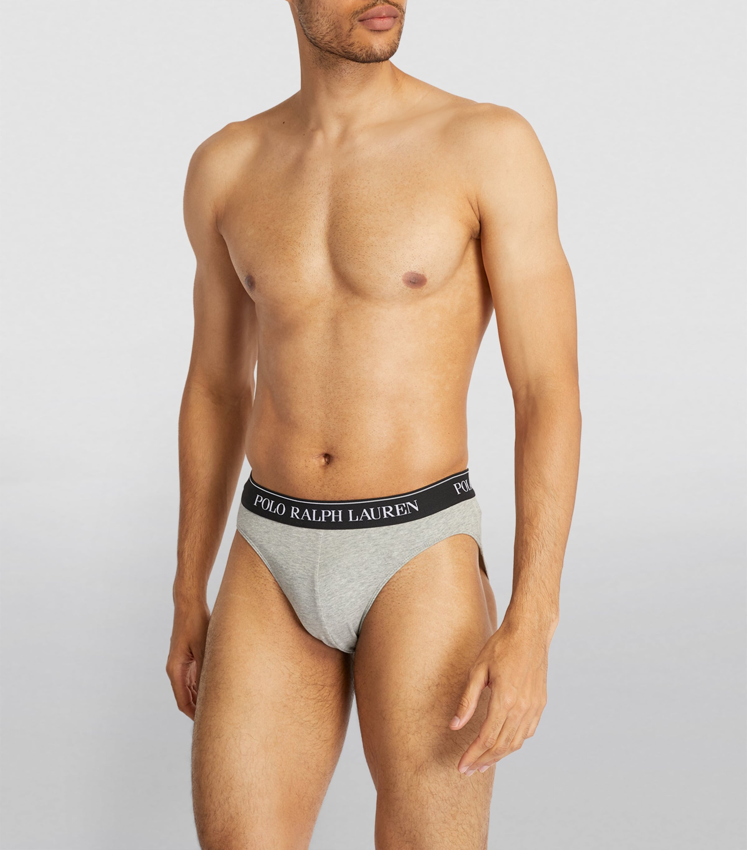 Stretch-Cotton Low-Rise Briefs (Pack of 3) WHITE/BLK/HTR Image 2