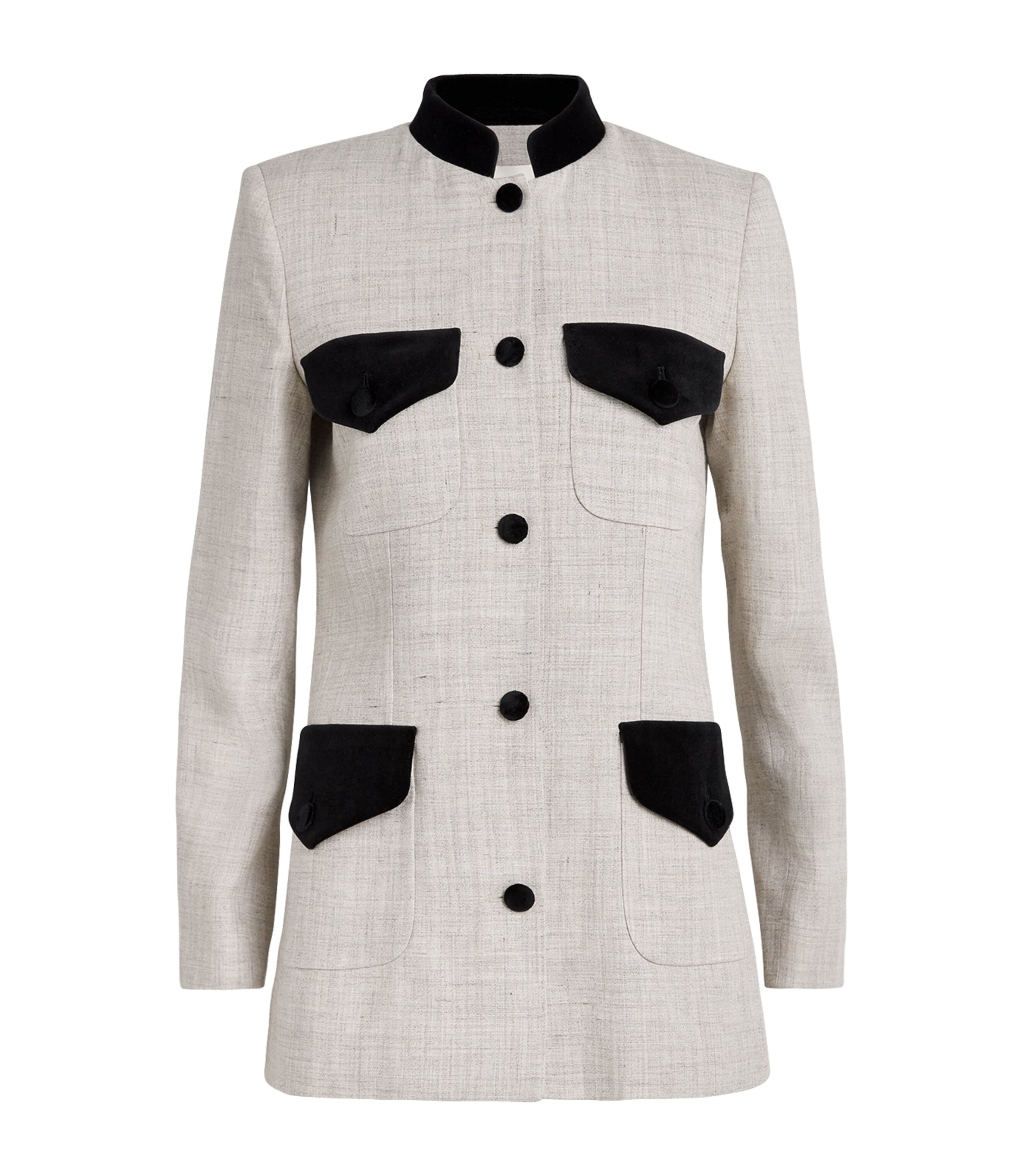 Shop Liberowe Contrast-collar Raja Jacket In Neutral