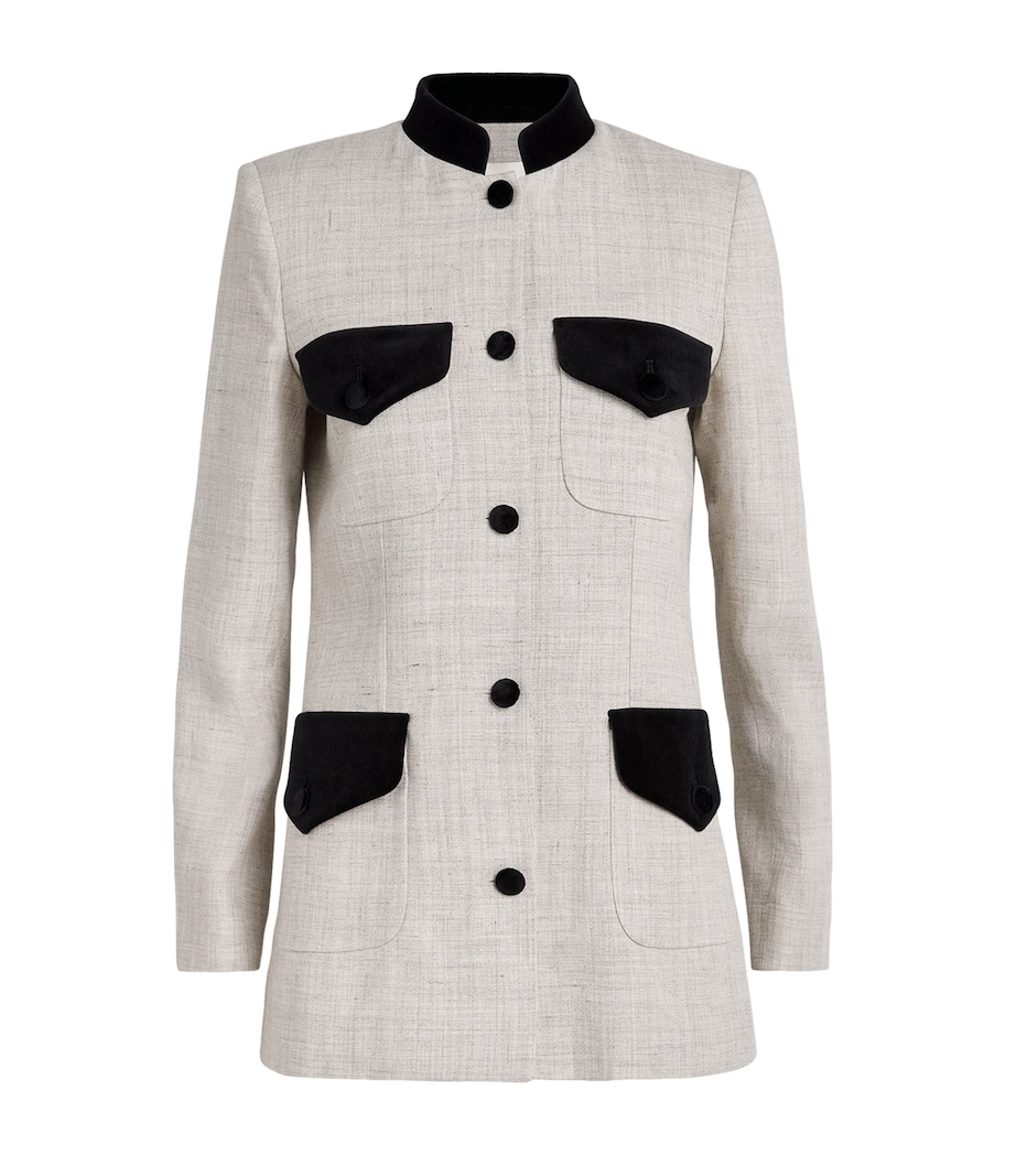 Liberowe Womens Contrast-Collar Raja Jacket Stone / Black Image 1