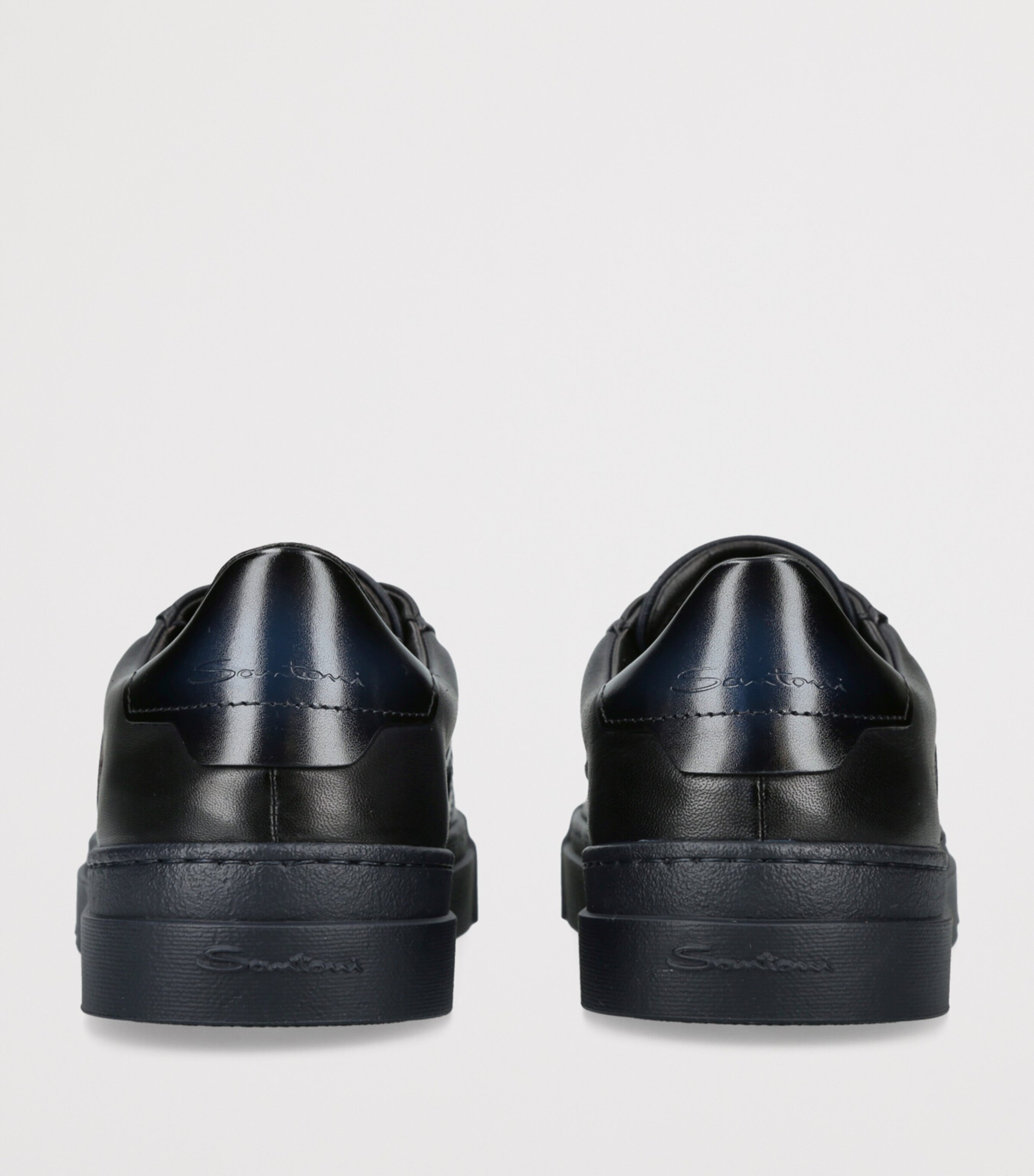 Santoni Leather DBS Sneakers Navy Image 2