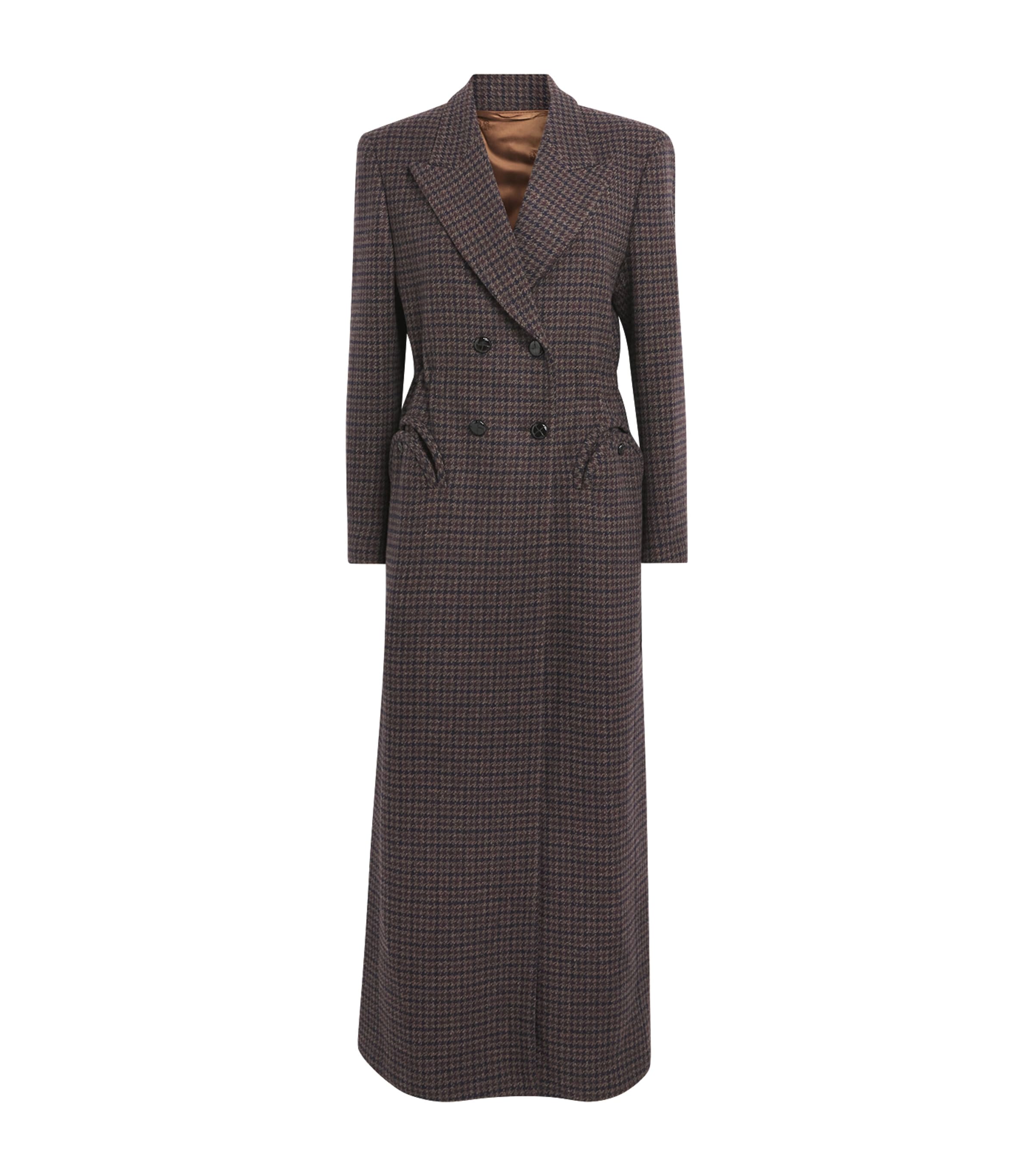 Blazé Milano Houndstooth Mikado Anyway Coat In Brown