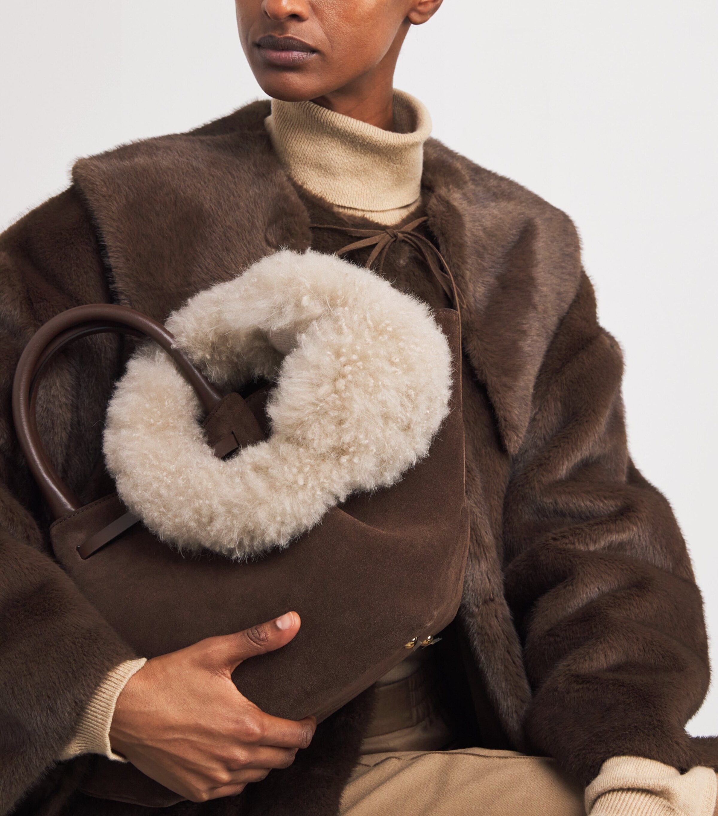 Yves Salomon Beige Lamb Shearling Earmuffs | Harrods QA