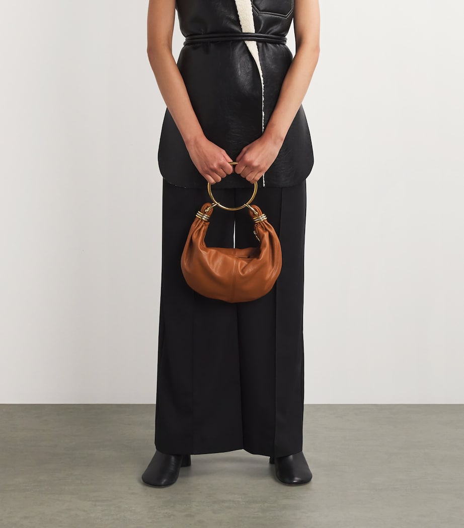Small Leather Bracelet Hobo Bag CLAY BROWN Image 5