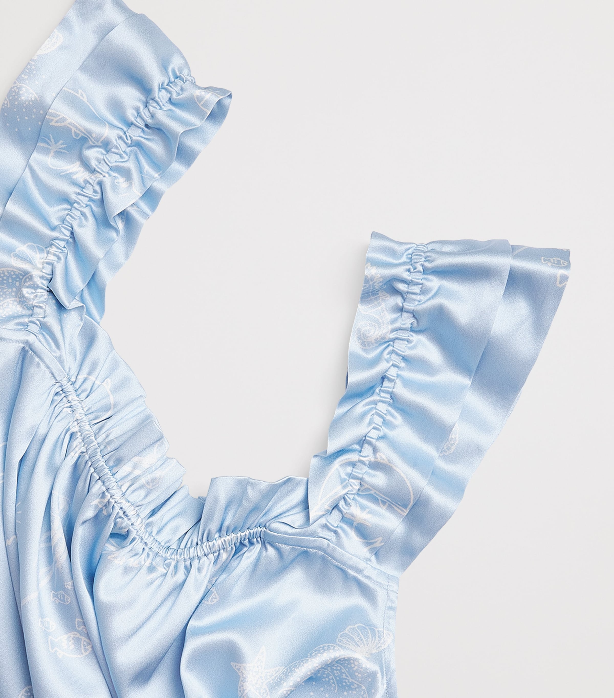 Silk-Blend Sea Print Tank and Short Pyjama Set OCEAN BLUE Image 4