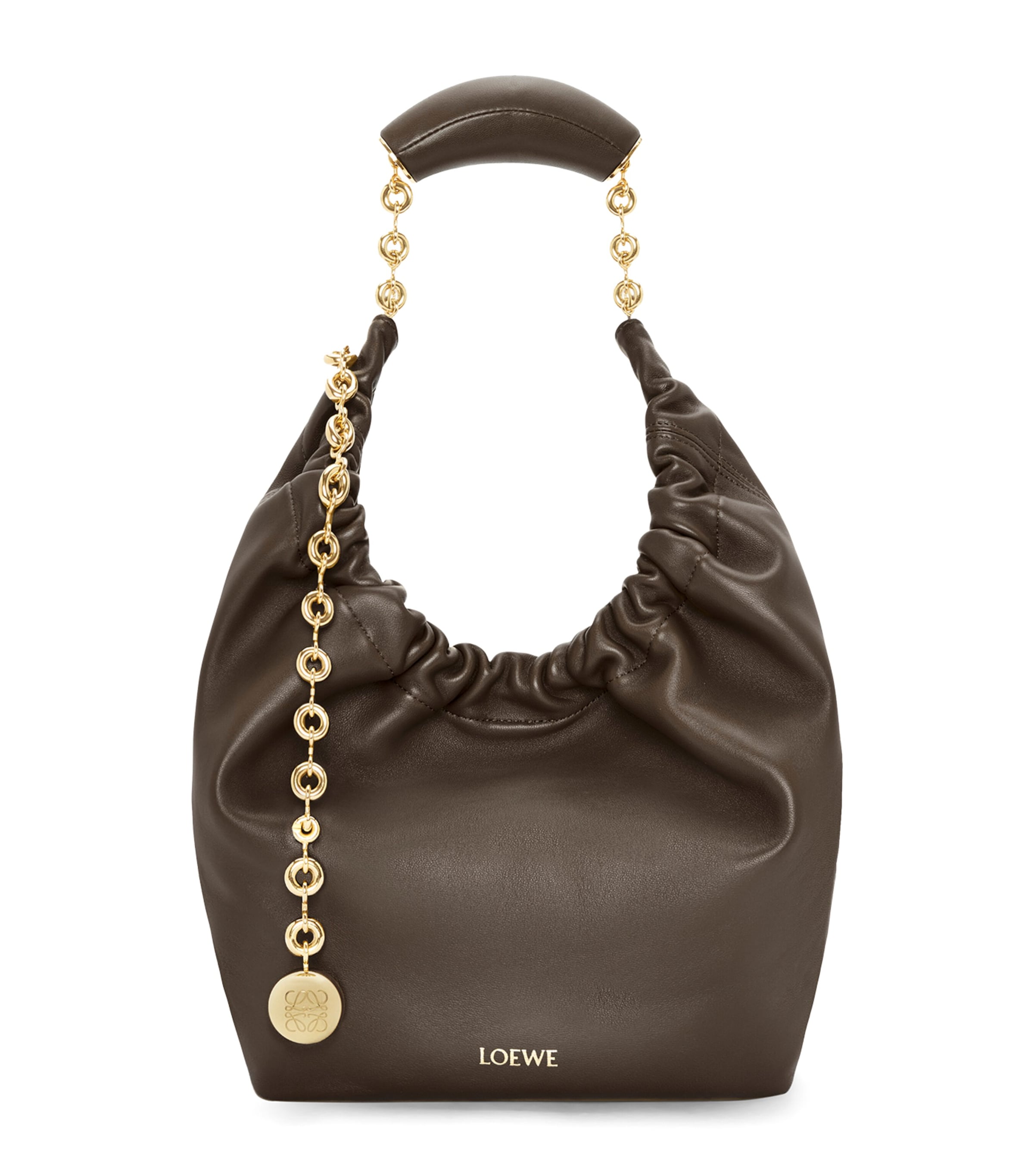 Loewe Small Leather Squeeze Top-handle Bag In Brown