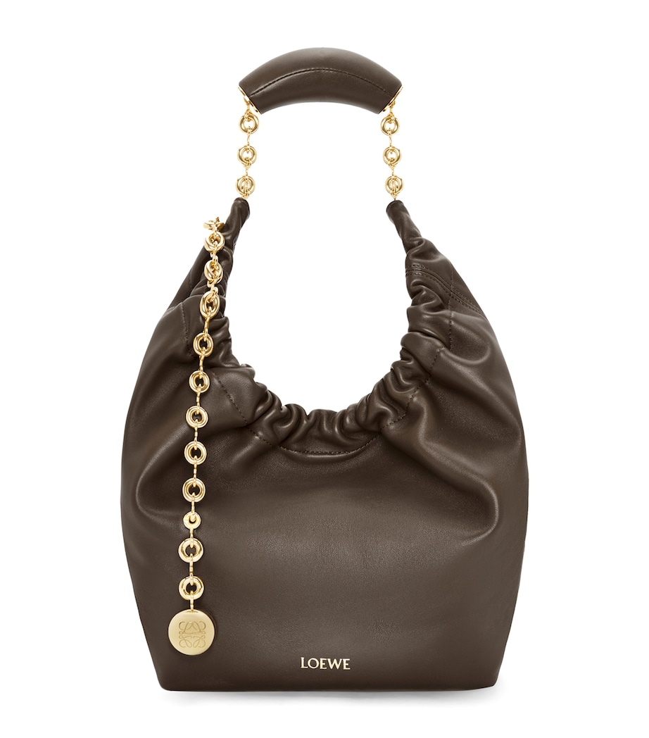 Small Leather Squeeze Top-Handle Bag CHOCOLATE Image 1