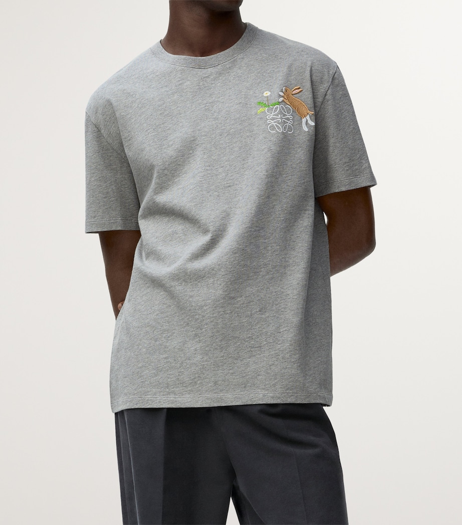 LOEWE Mens x Suna Fujita Bunny Logo T-Shirt Grey Melange Image 3
