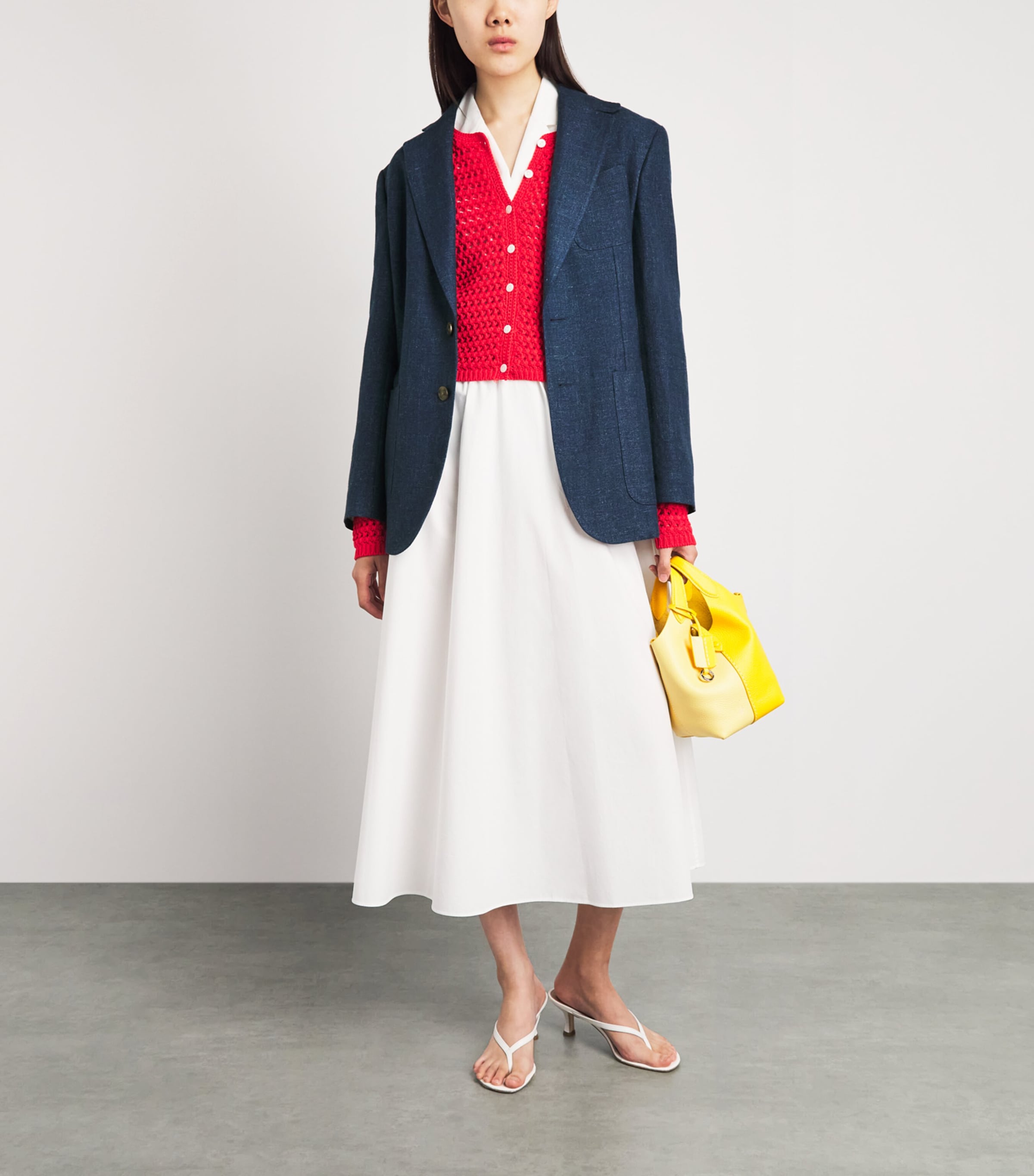 Polo Ralph Lauren Womens Linen-Cotton Single-Breasted Blazer Blue Melange Image 2