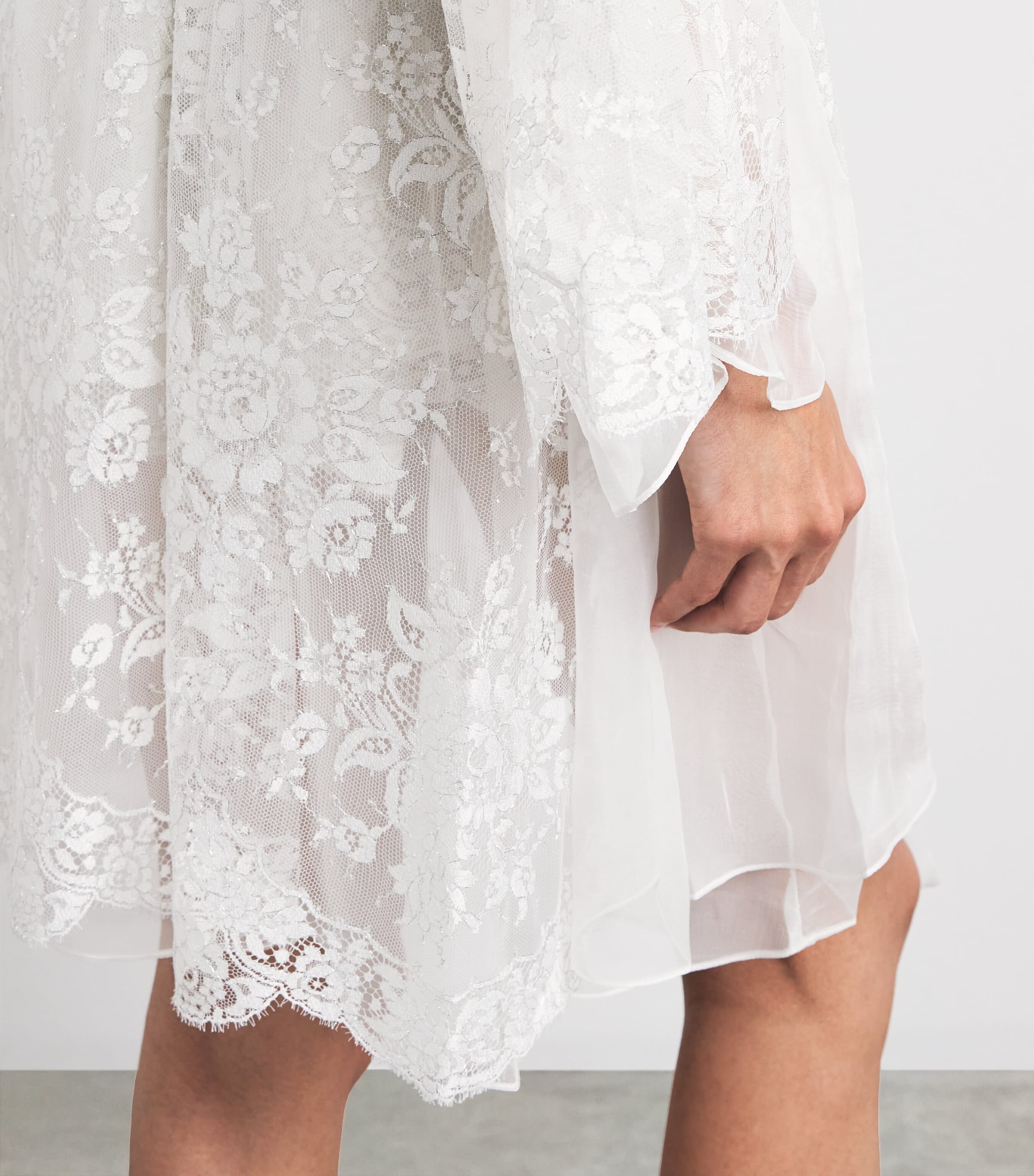 Rosamosario Womens Silk Lace Robe White Image 5