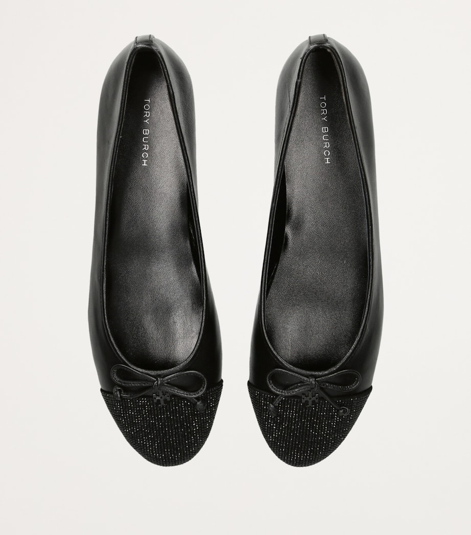 Leather Cap-Toe Ballet Flats BLACK Image 4