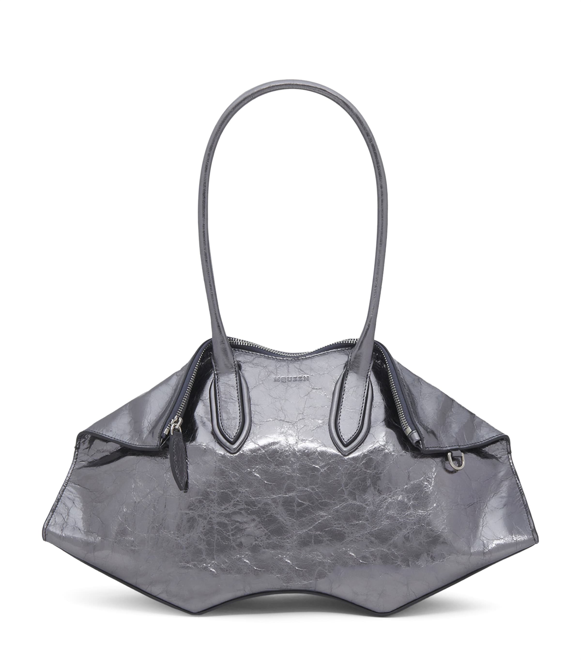 McQueen Metallic Leather Manta Top-Handle Bag Image 1
