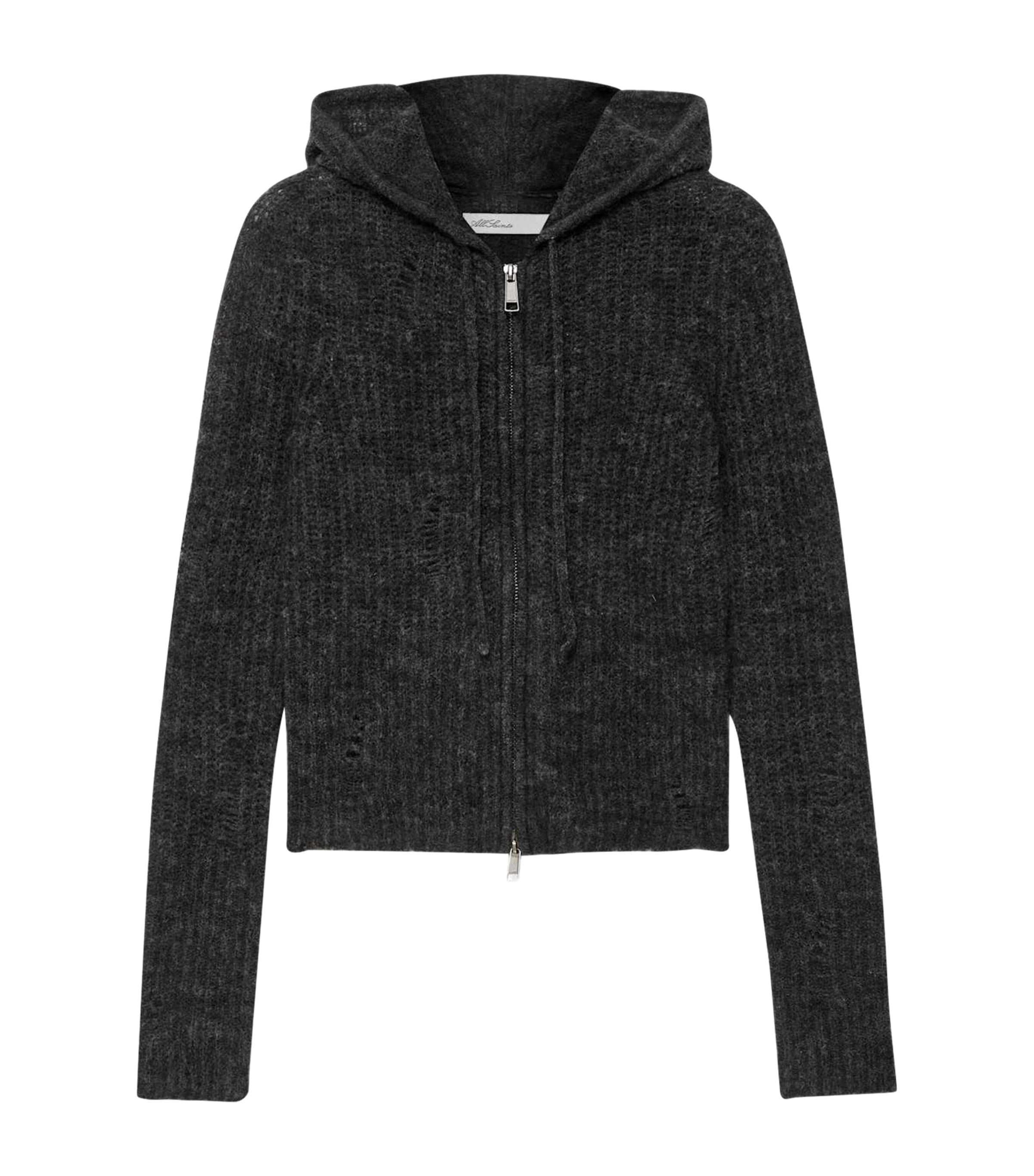 AllSaints Womens Mabel Hoodie Charcoal Grey Image 1