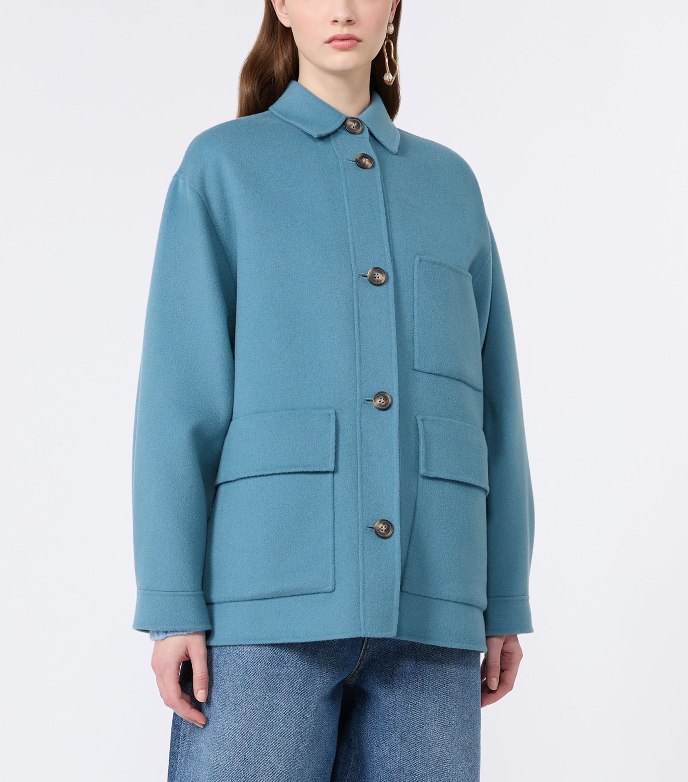 Weekend Max Mara Wool-blend Short Coat In Turquoise