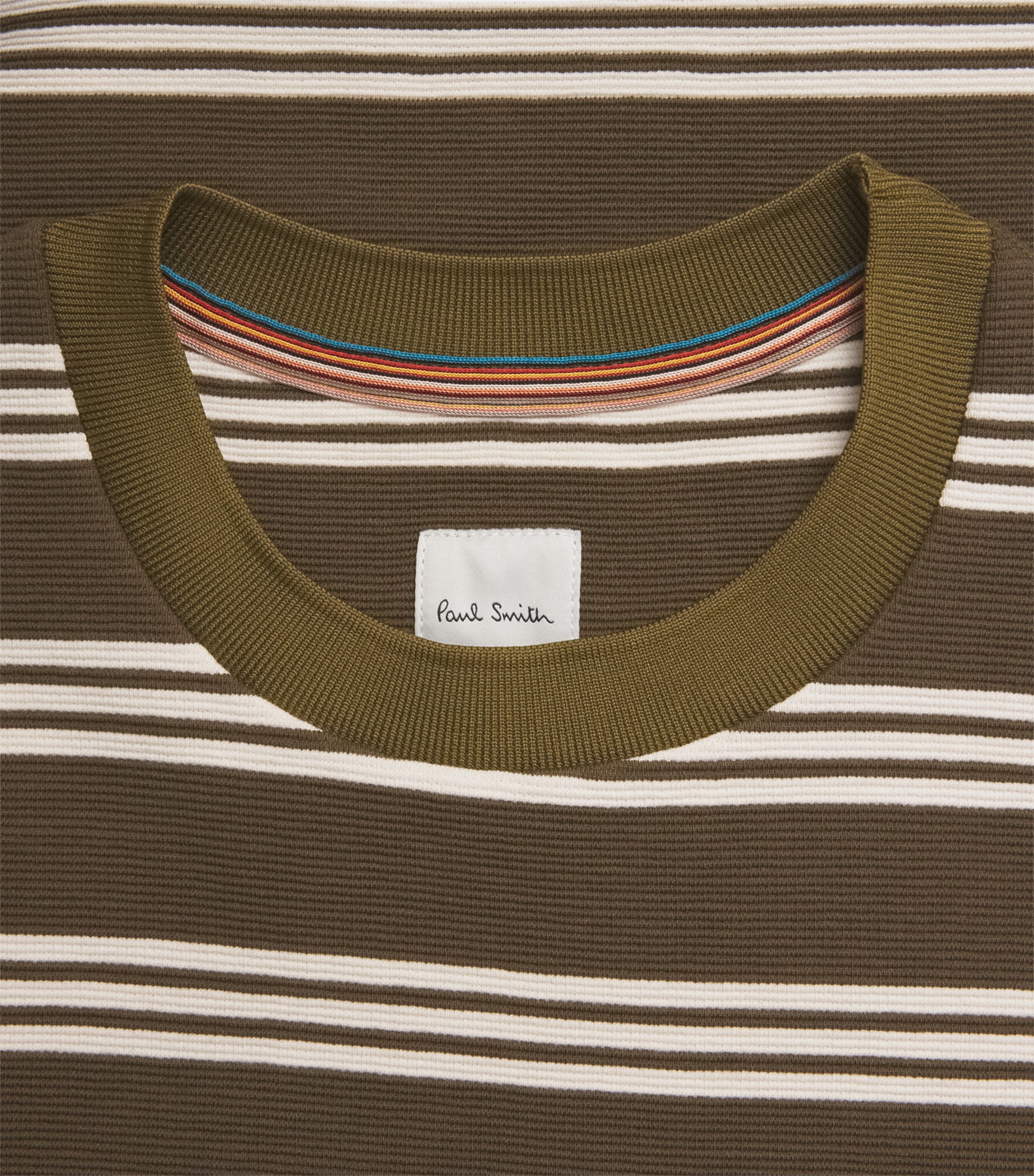 Cotton-Blend Textured Stripe T-Shirt GREEN-36 Image 5