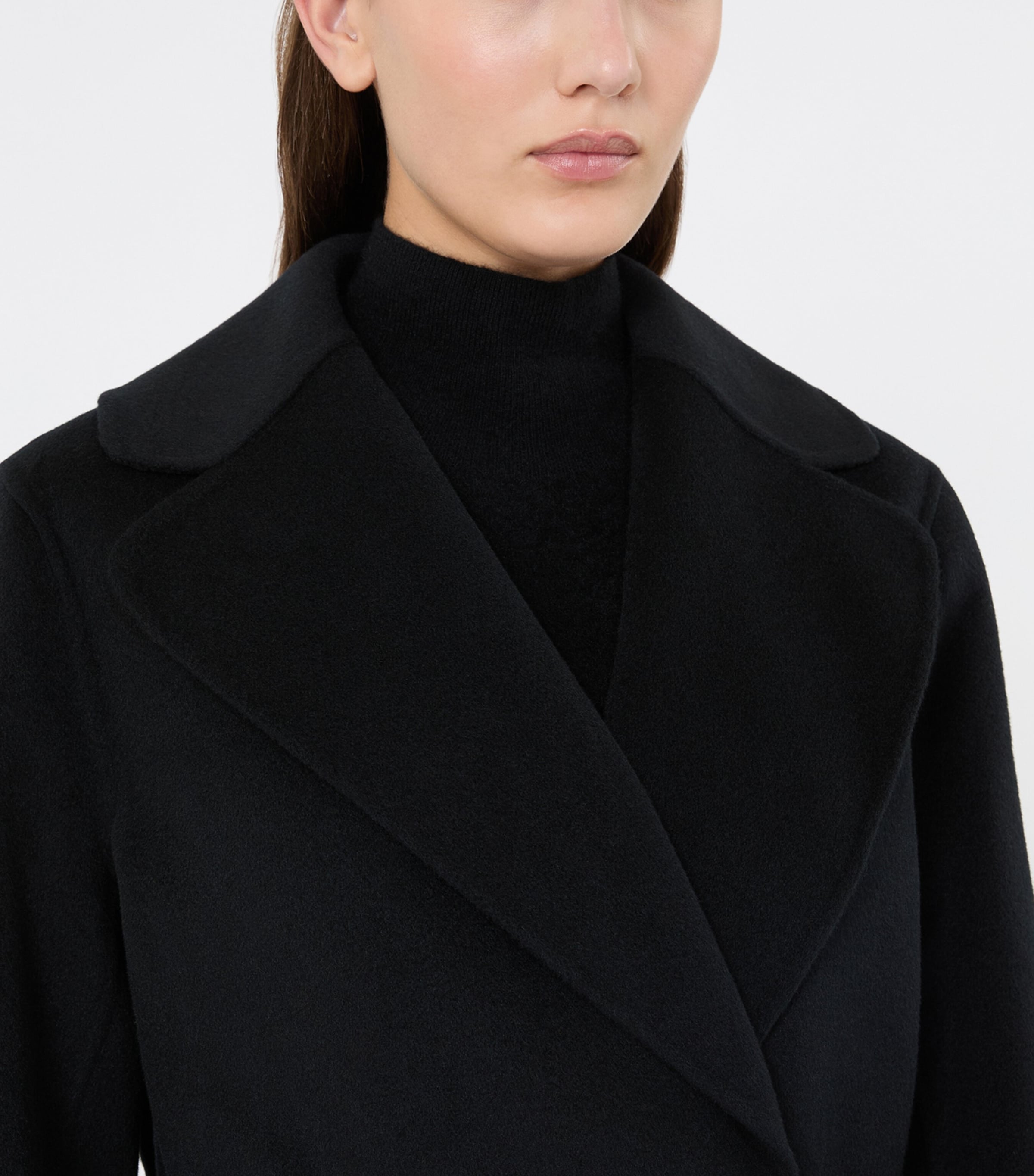 Max Mara Womens Virgin Wool-Cashmere Belted Coat Black Image 5
