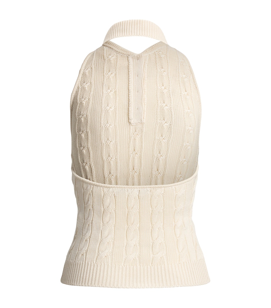 Ralph Lauren Collection Womens Mulberry Silk Halterneck Polo Sweater Lux Cream Image 2