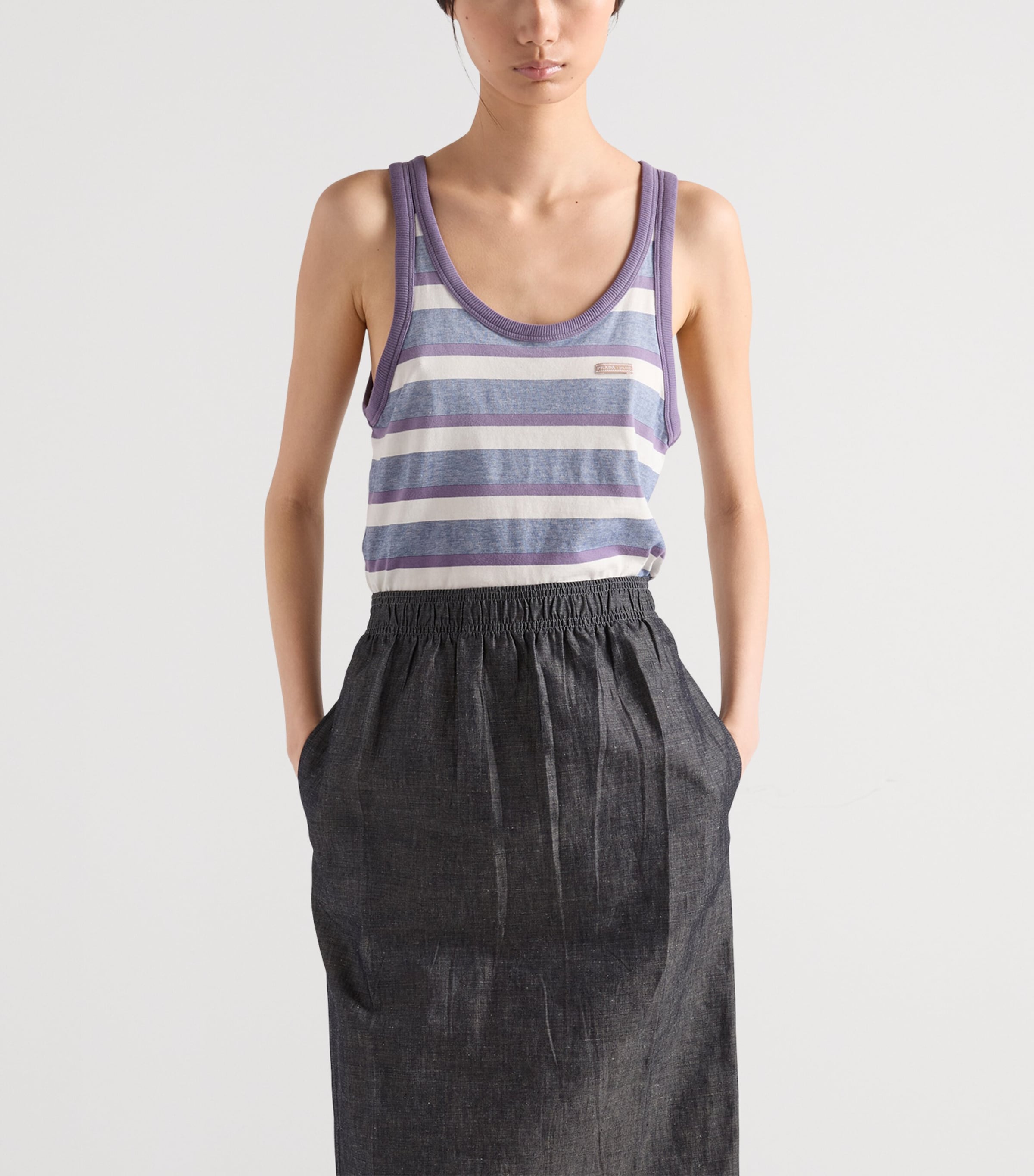 Prada Womens Cotton Stripe Tank Top Image 3