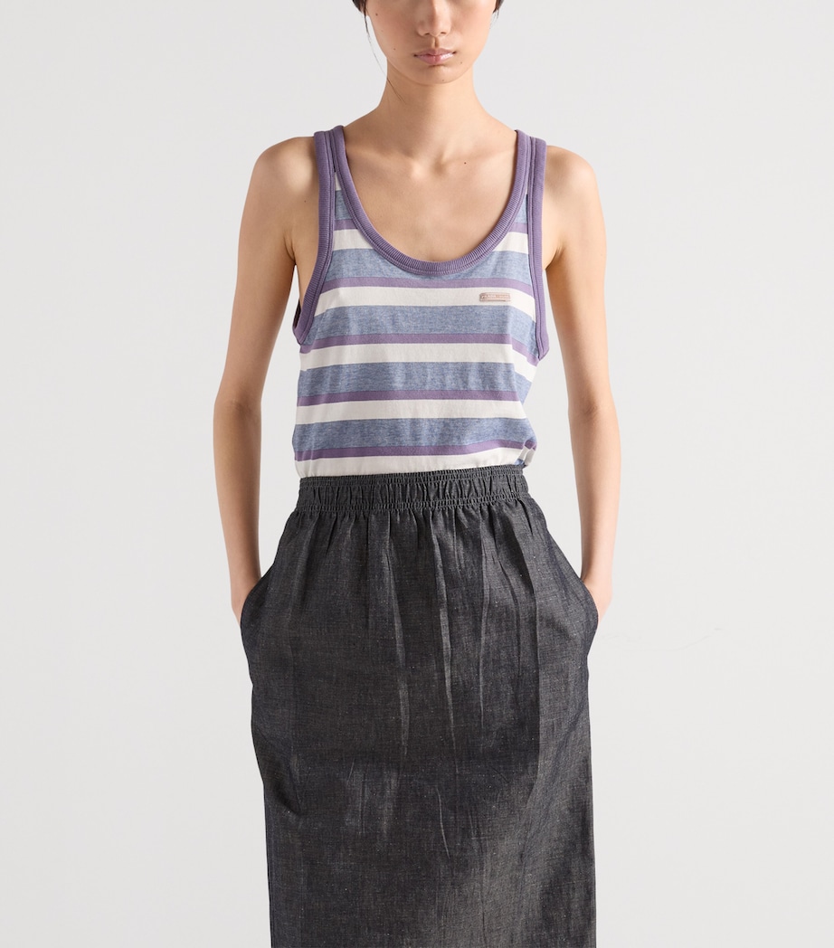 Prada Womens Cotton Stripe Tank Top Image 3