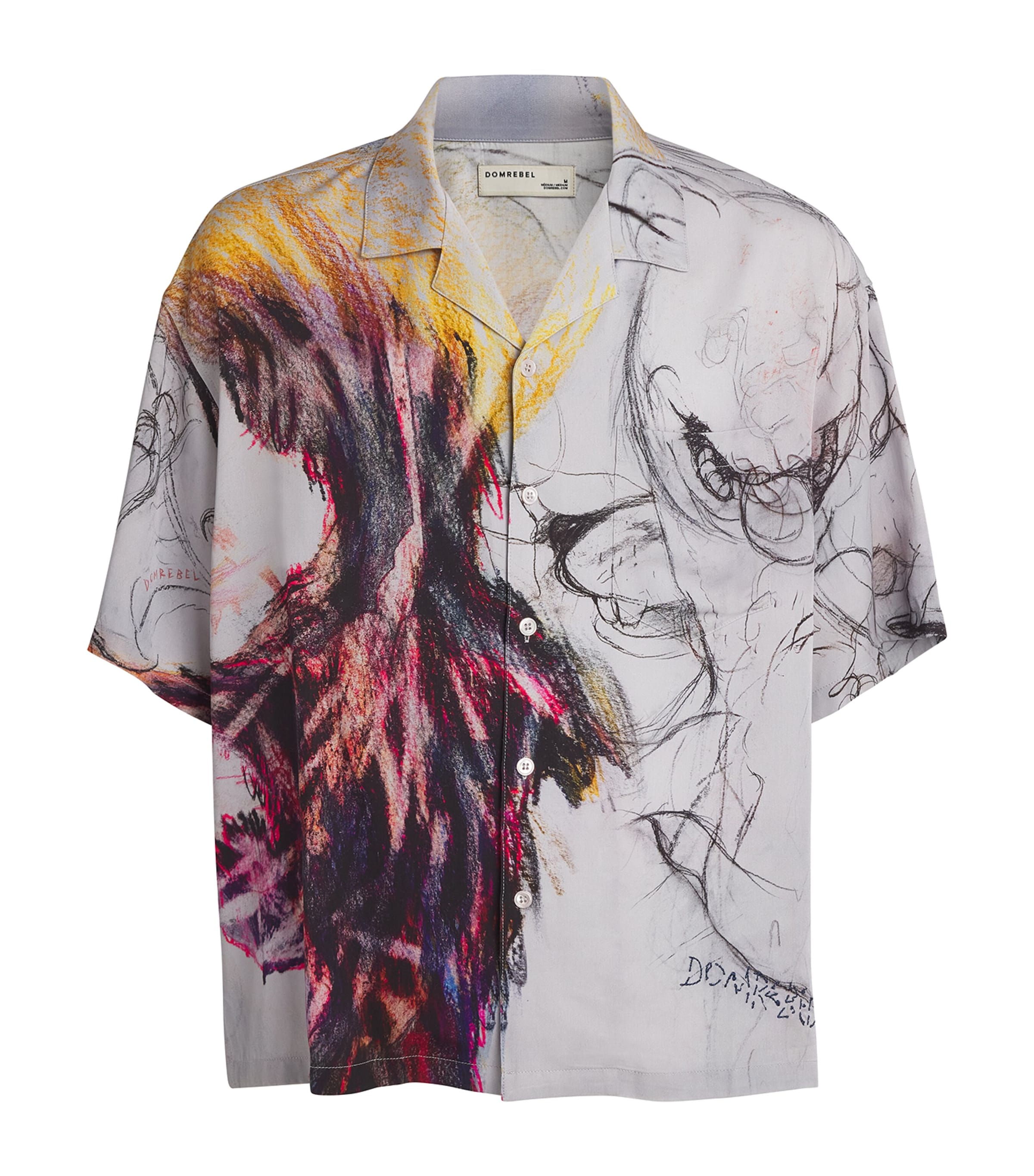 DOMREBEL Mens Sketch Ascend Print Shirt Beige Image 1