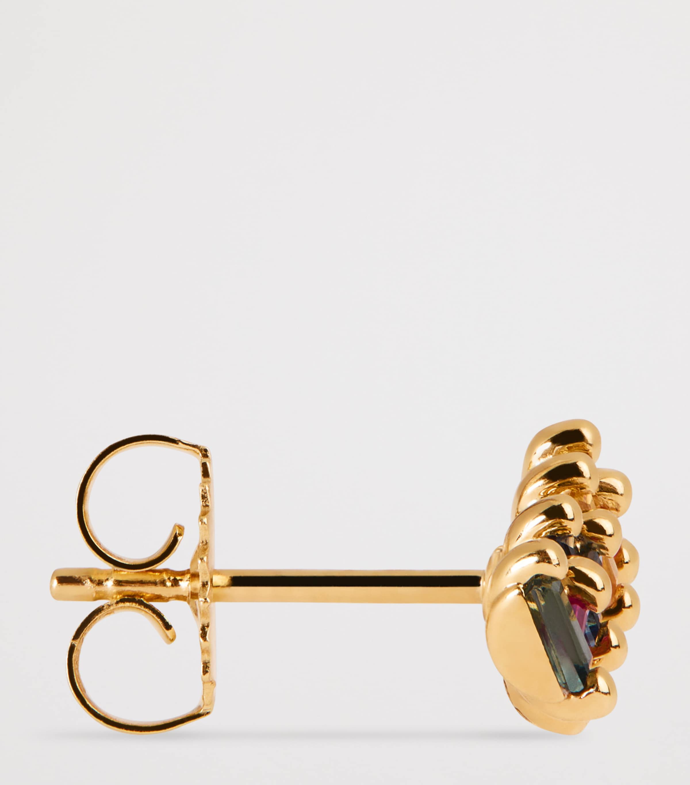 Yellow Gold, Diamond and Sapphire Zigzag Rainbow Stud Earrings 18K YG/RS Image 4