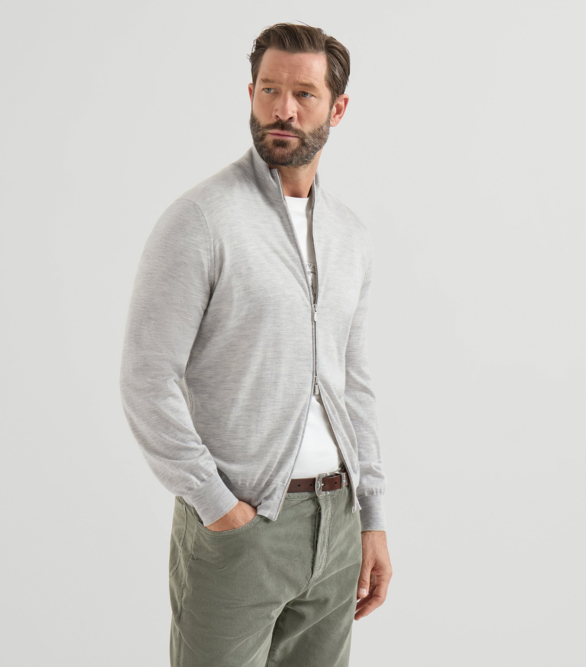 Brunello Cucinelli Mens Two-Way Zip Cardigan Image 3