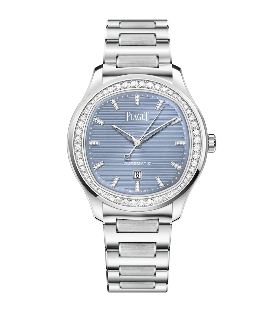 Piaget Stainless Steel and Diamond Polo Date Watch 36mm Cadran Bleu