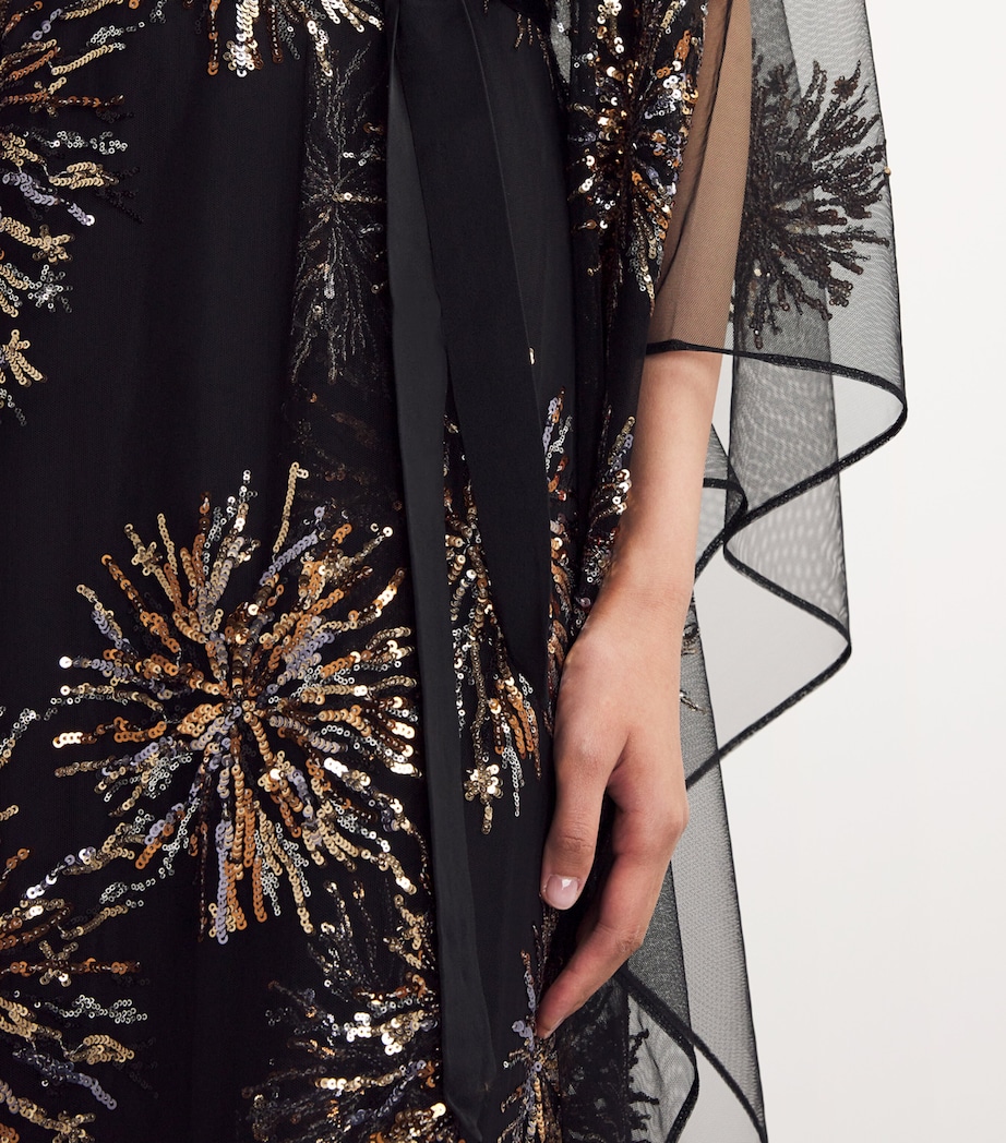 Taller Marmo Womens Sequinned Gran Soleil Kaftan Black Image 6