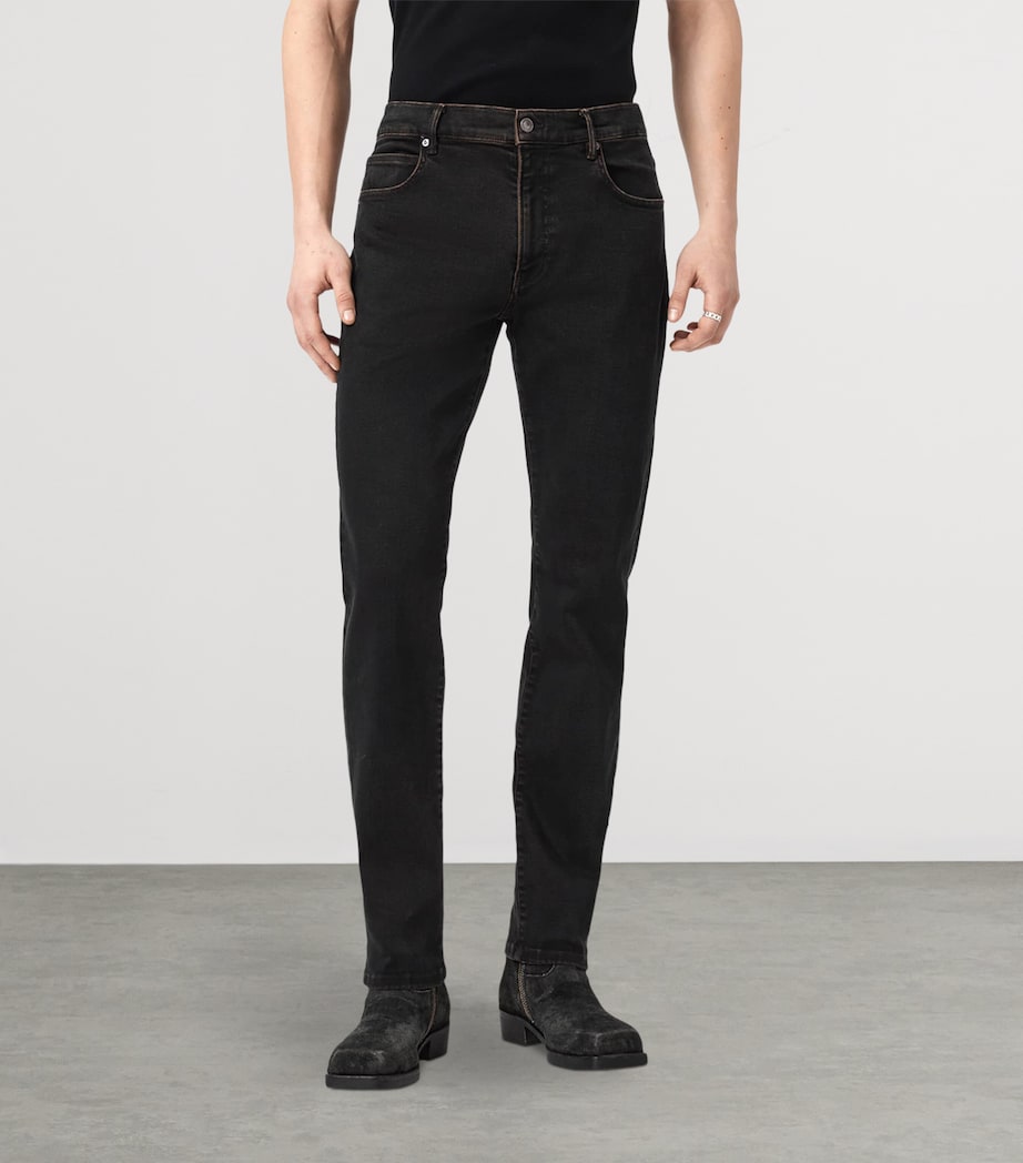 AllSaints Mens Sid Skinny Jeans Overdyed Brown Image 3