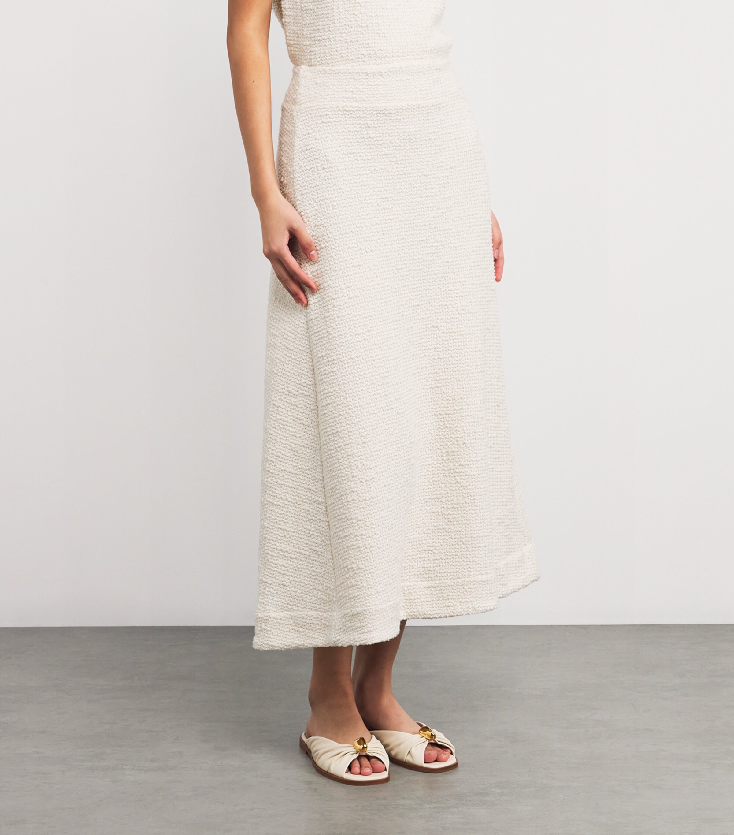 Bouclè A-Line Midi Skirt CREAM Image 3