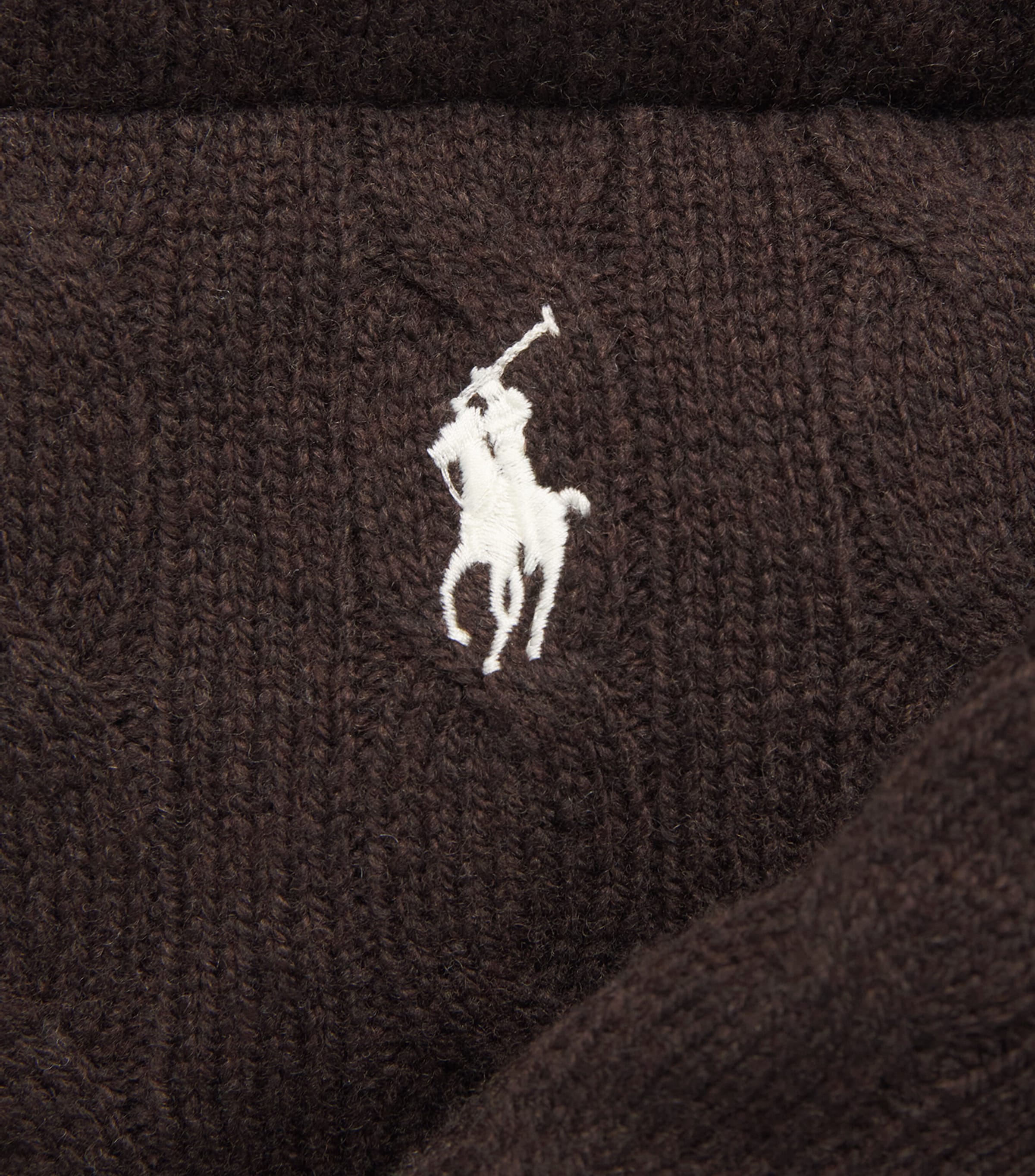Polo Ralph Lauren Womens Wool-Cashmere Cable-Knit Puffer Jacket Walnut Brown Melange Image 6