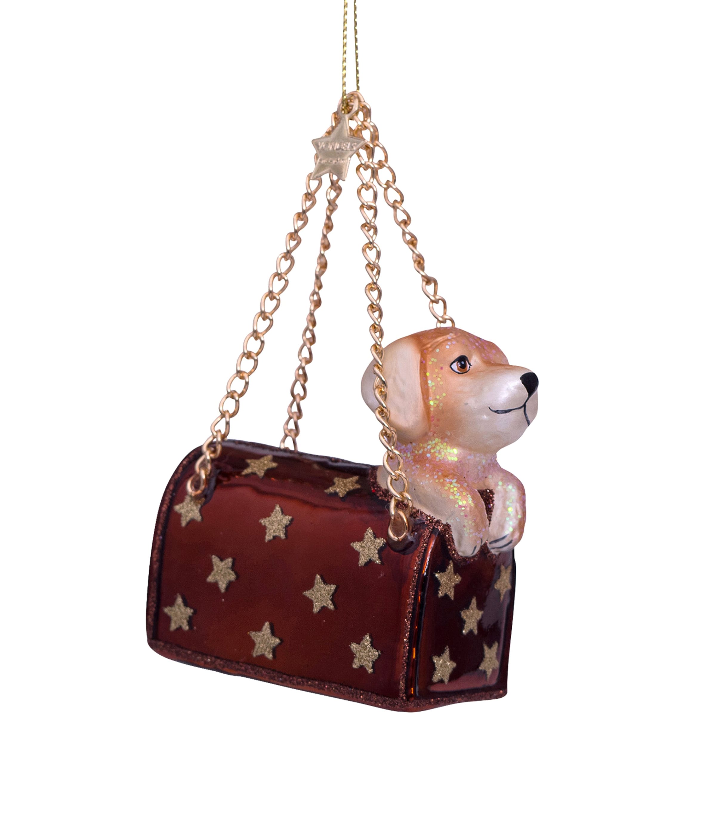 Harrods Labrador In Bag Tree Decoration In Burgundy