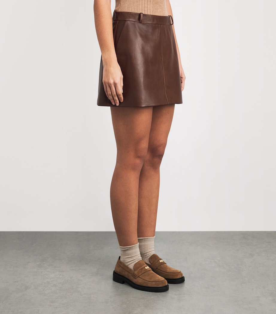 Leather Mini Skirt DKBG DARK BROWN Image 3