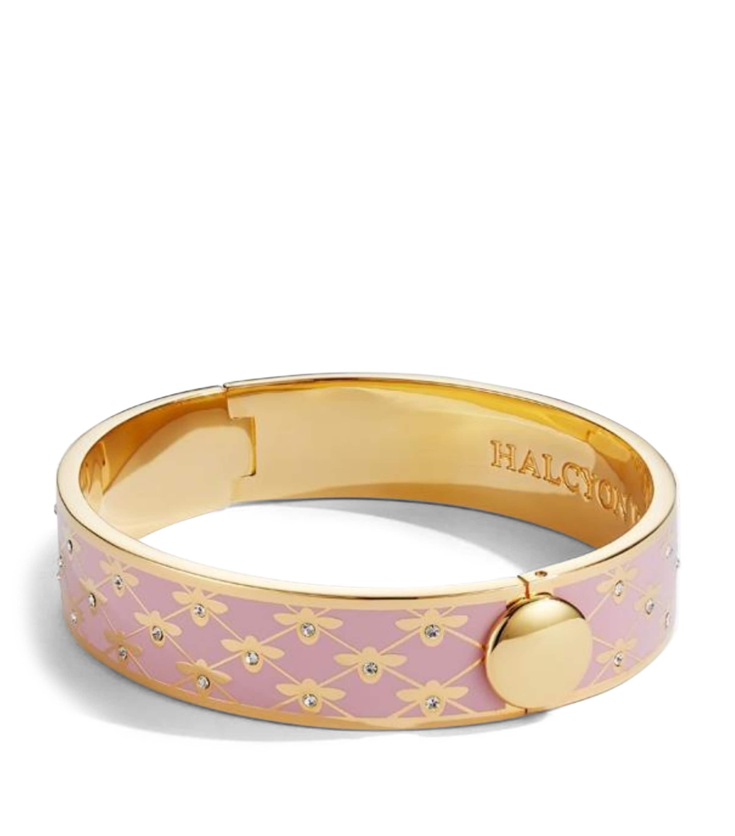 Halcyon Days Gold-Plated Enamel Bee Sparkle Bangle Pink/gold Image 1