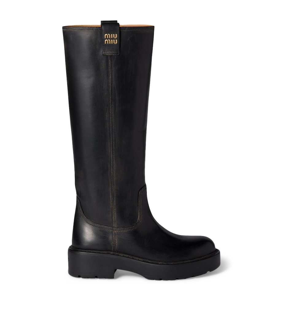 Leather Knee-High Boots F0002 Image 1