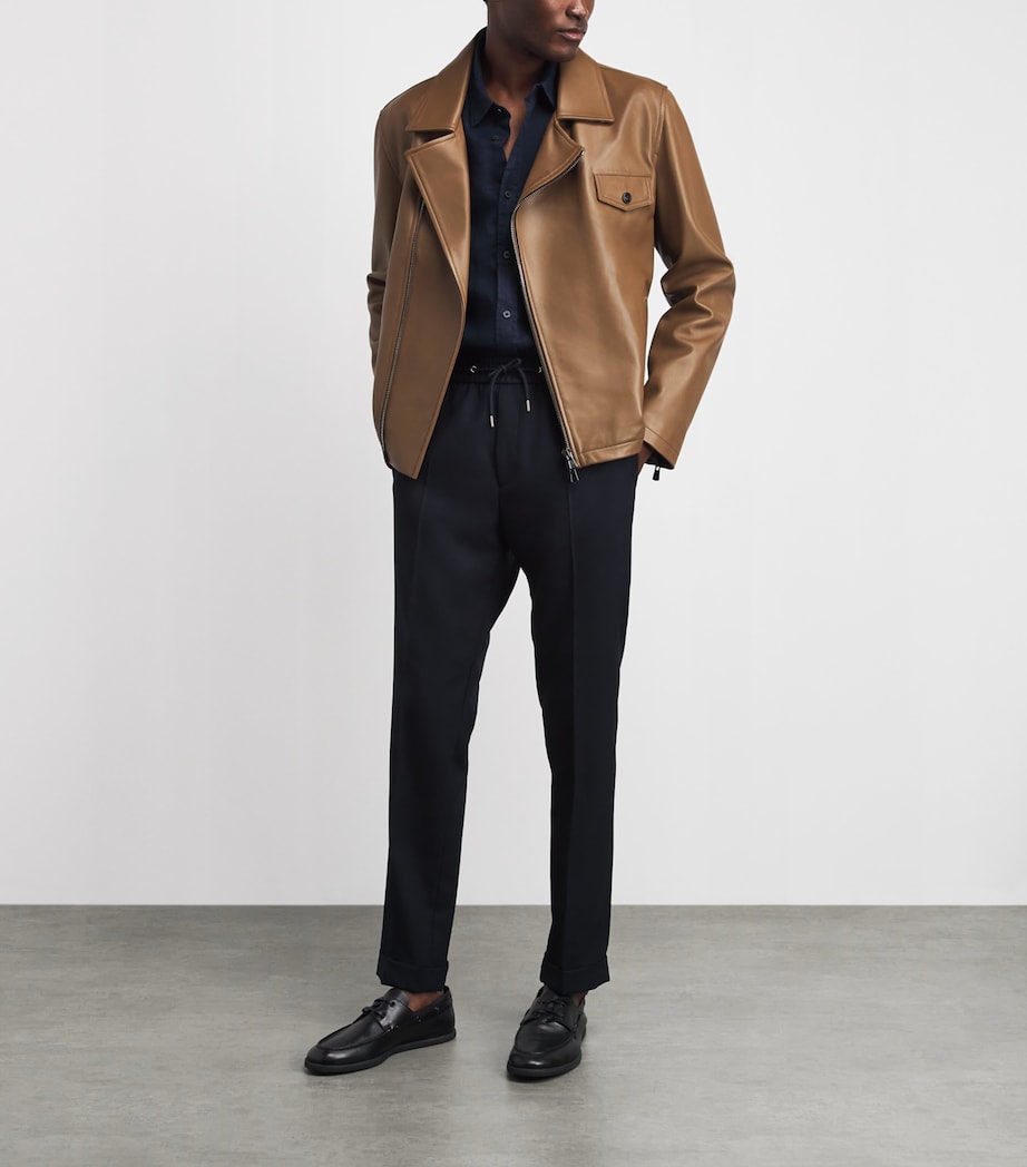 Isaia Mens Lamb Suede Motorcycle Jacket Image 2