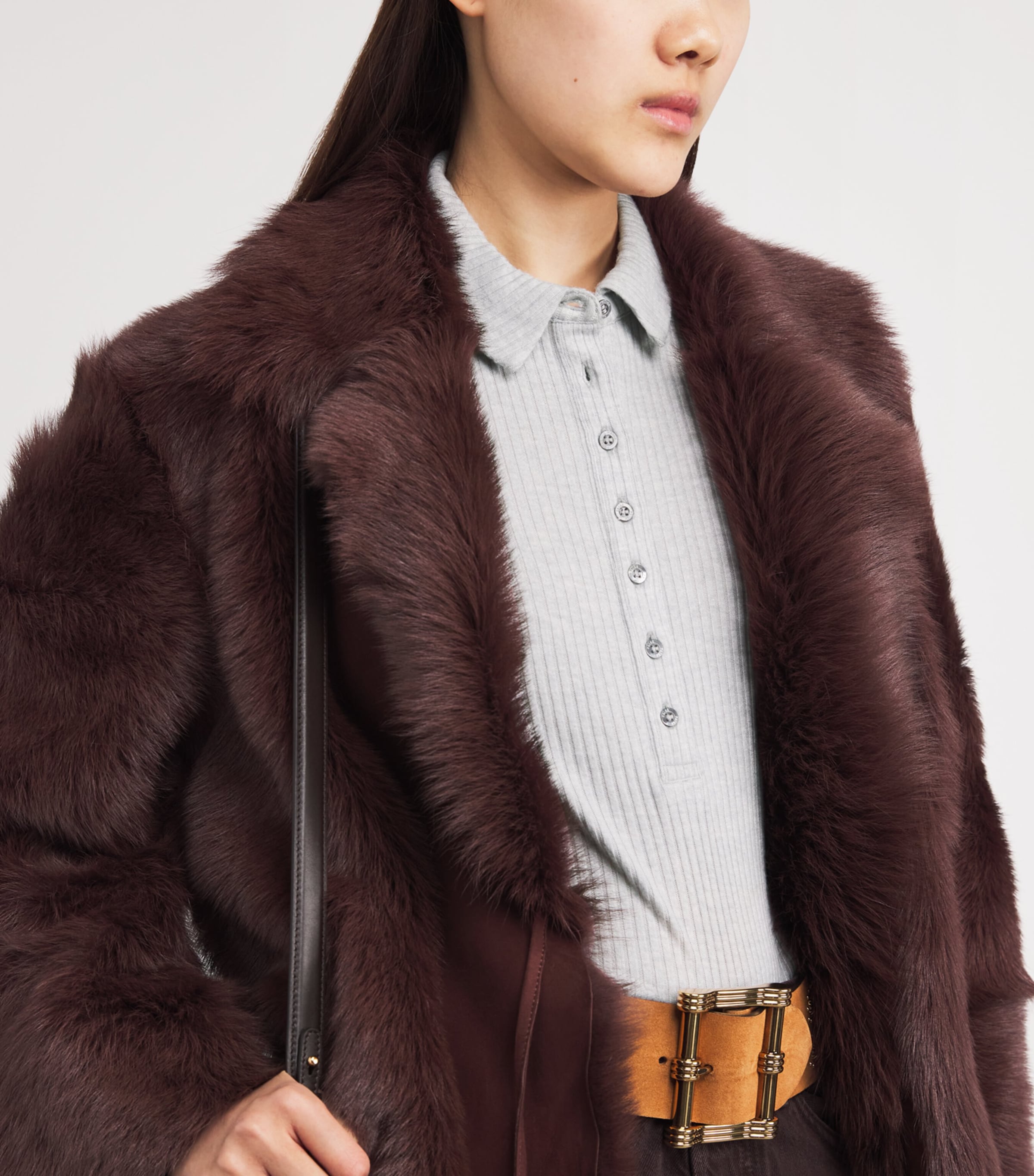 Ribbed Eden Polo Top HEATHER GREY Image 6