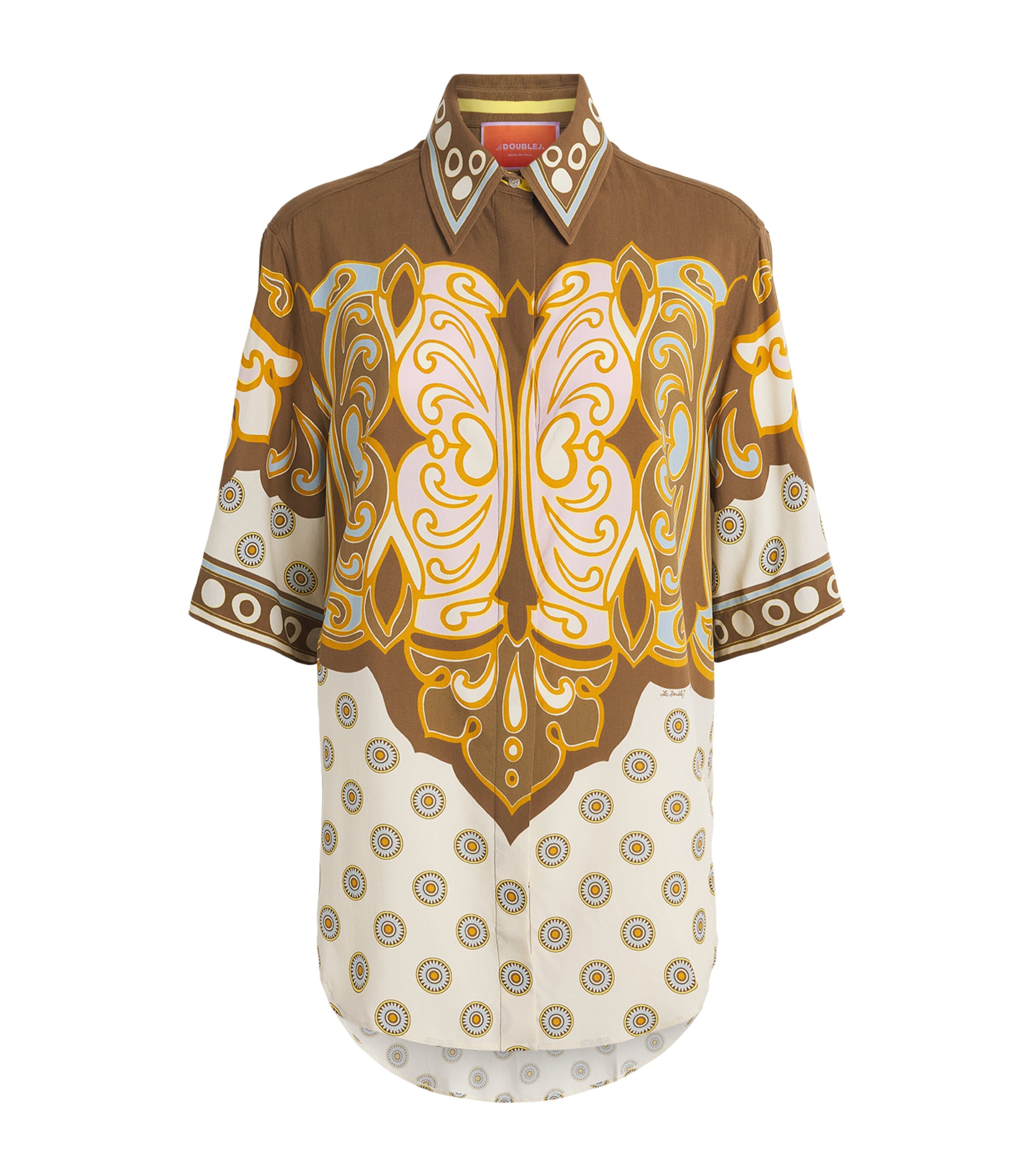 La Doublej Womens Cropped-Sleeve Geometric Shirt Cocoon Image 1