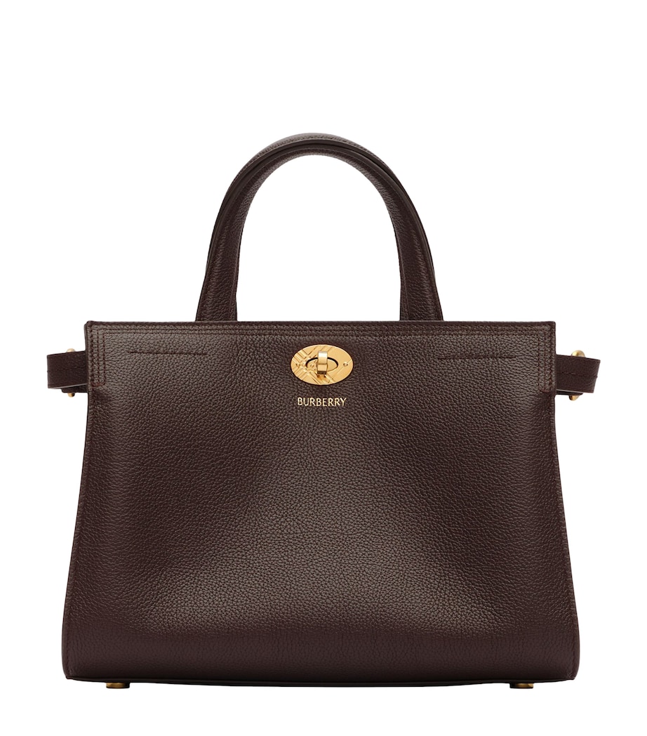 Burberry Mini Leather Cotswolds Check Tote Bag Chocolate Brown Image 1