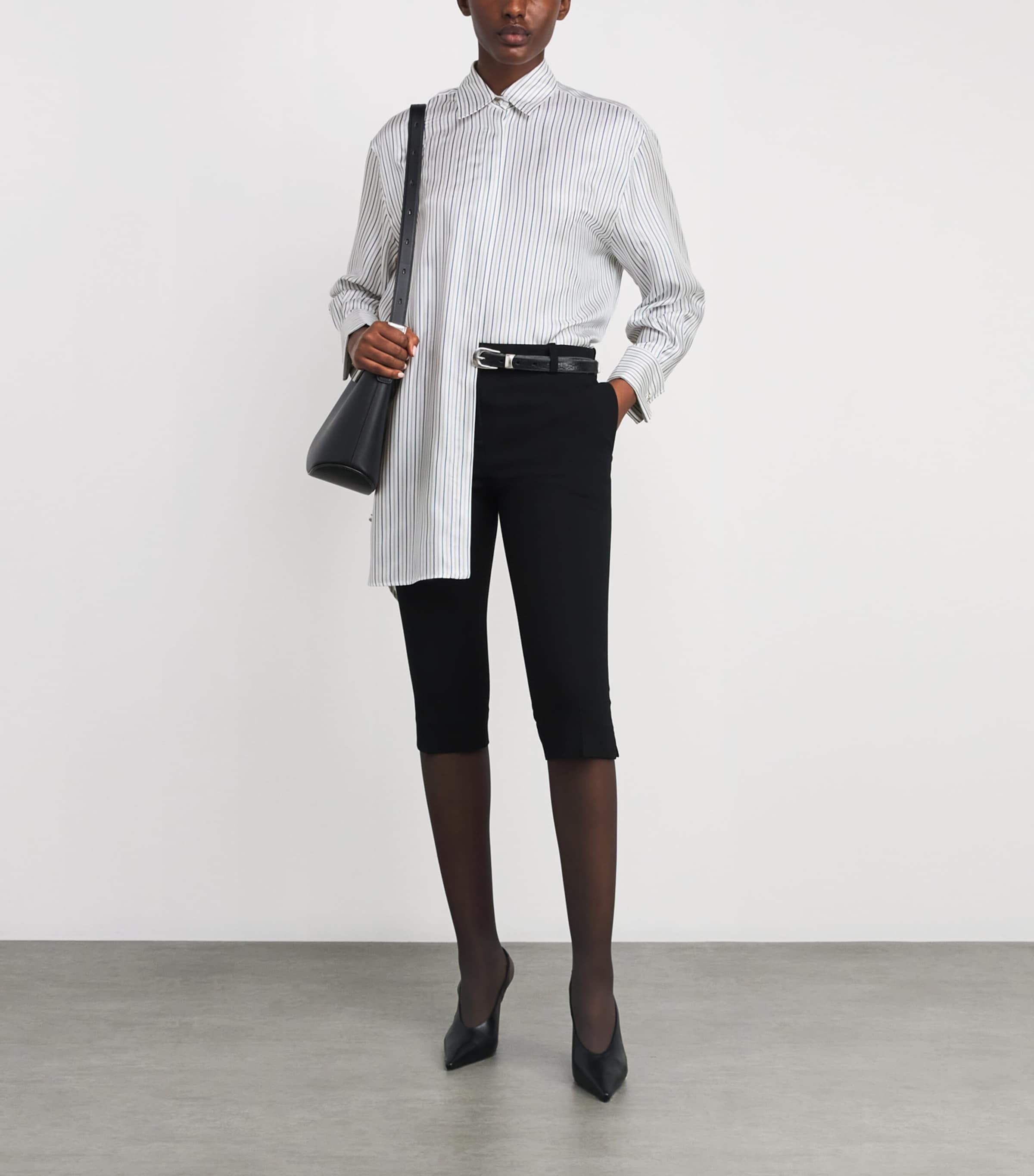 Silk Stripe Mini Shirt Dress SILK Image 2