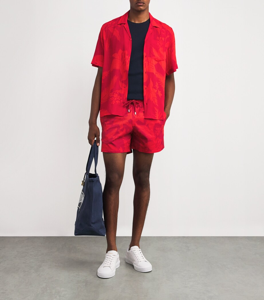 Flower Power Print Moorise Swim Shorts 228-LIPSTICK Image 2