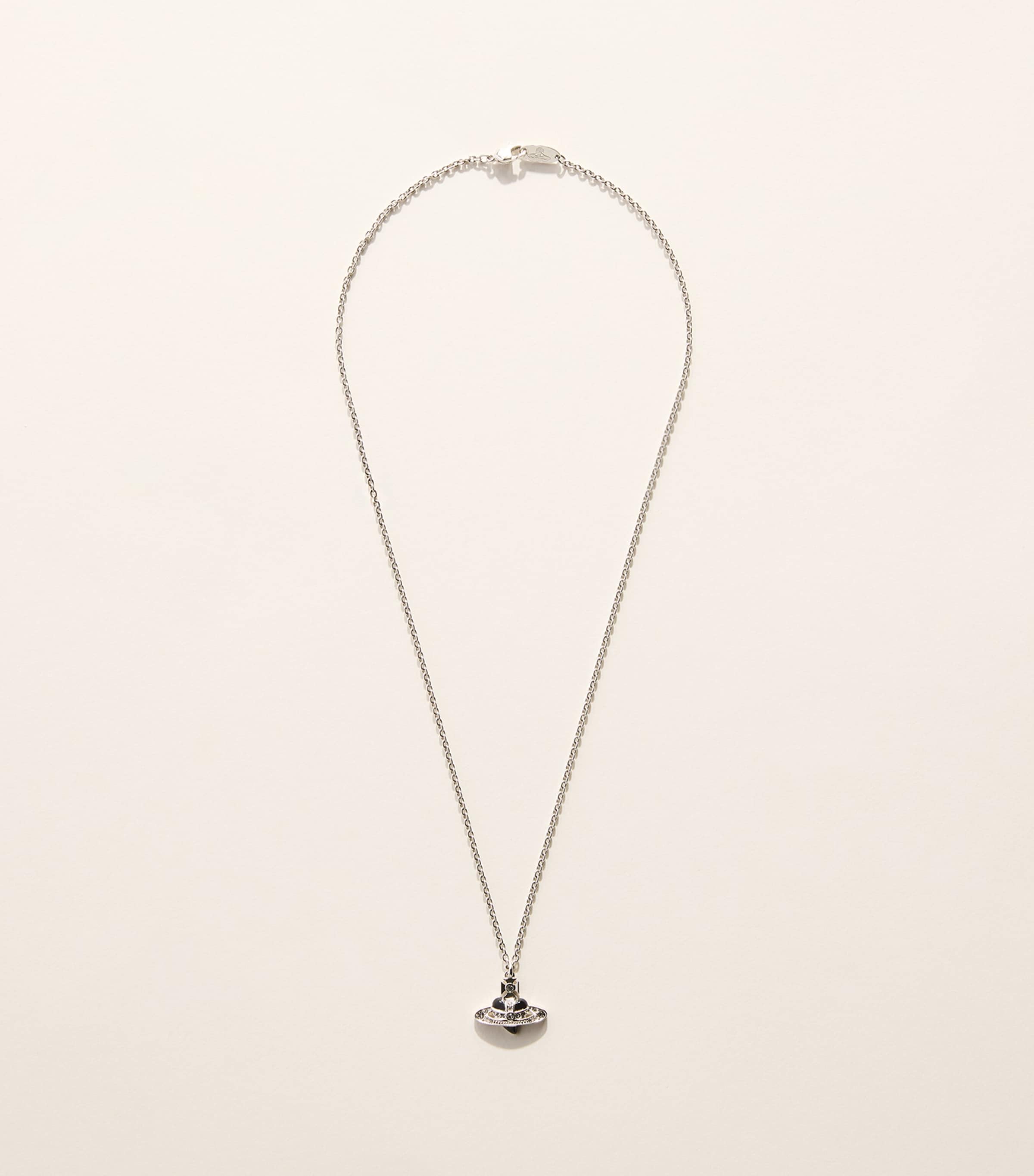 Vivienne Westwood Diamante Heart Necklace Plat/blk Dmn Cr Image 3