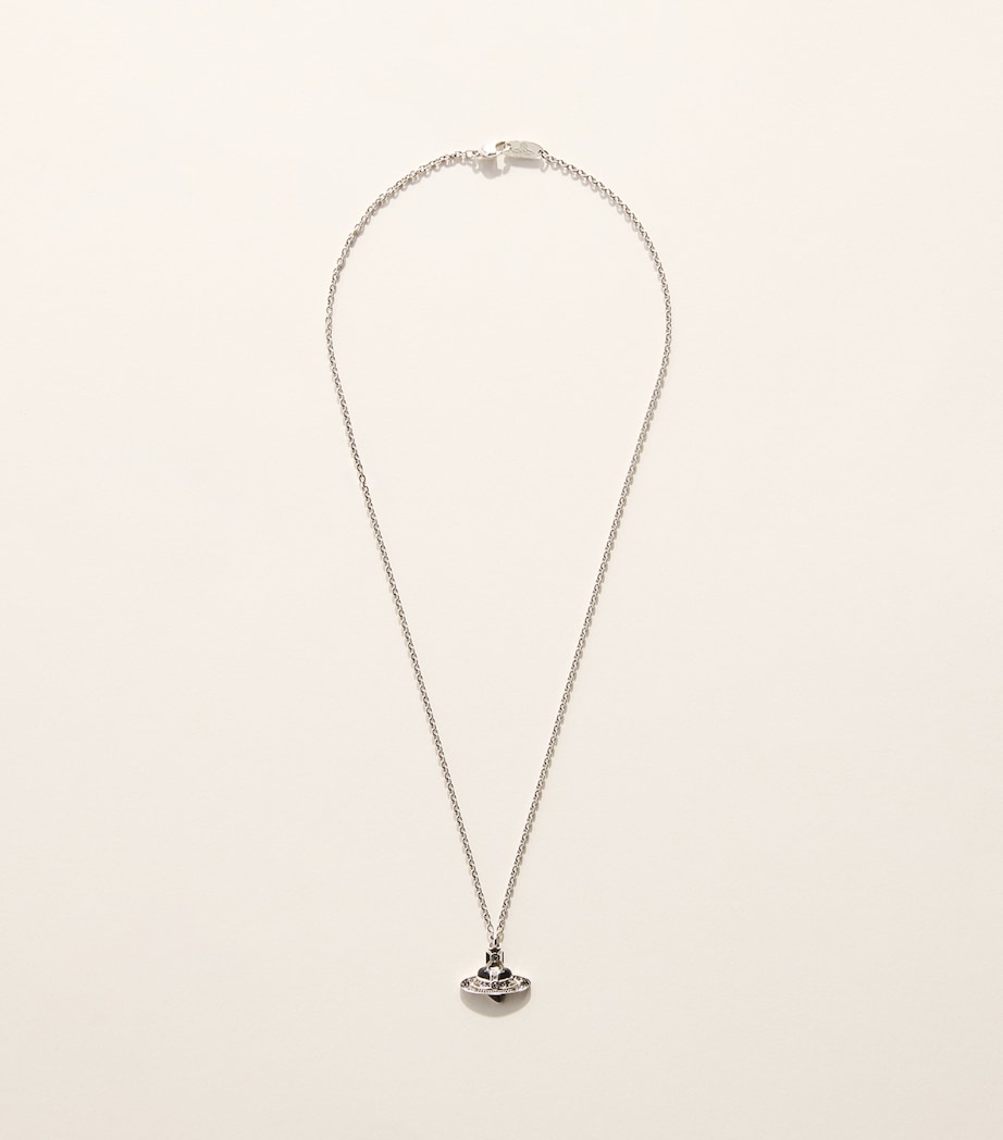 Vivienne Westwood Diamante Heart Necklace Plat/blk Dmn Cr Image 3