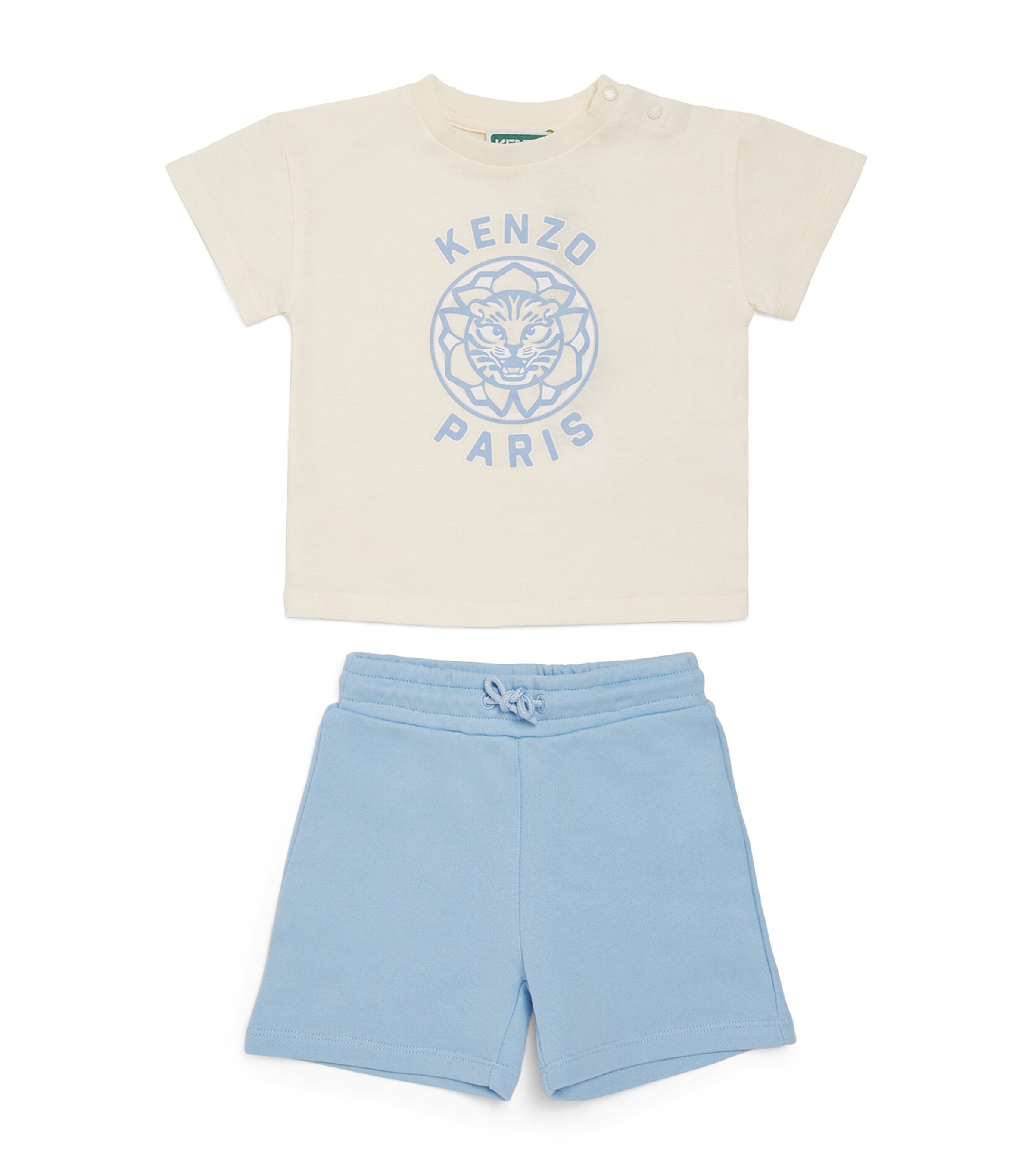 Kenzo Kids Logo Print T-Shirt and Shorts Set (6 Months-3 Years) Pale Blue Image 1
