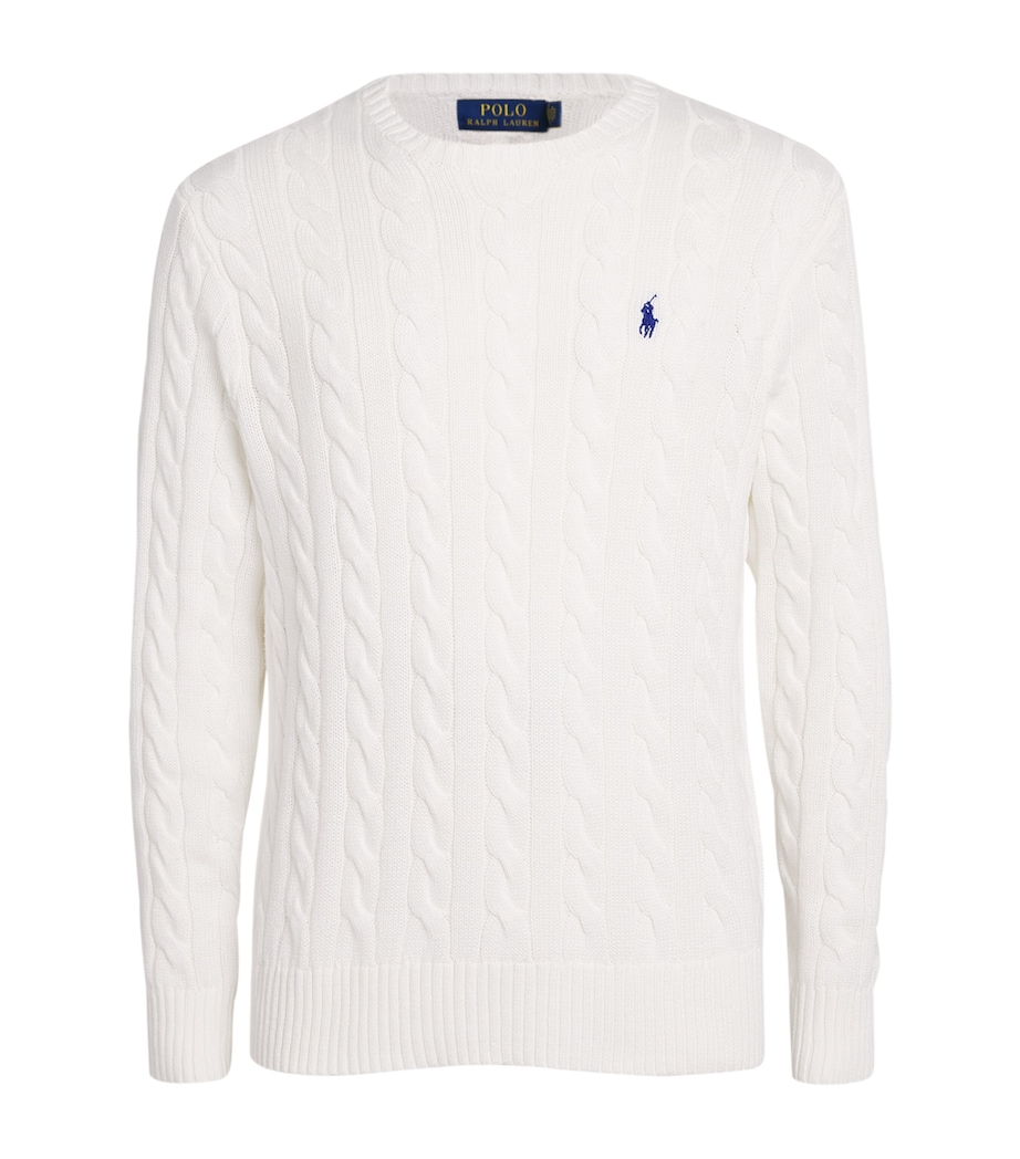 Cotton Cable-Knit Sweater WHITE Image 1