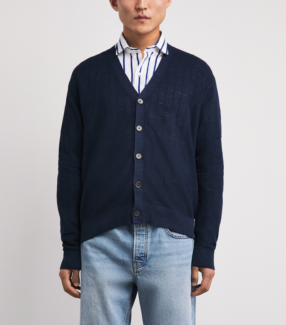 Polo Ralph Lauren Mens Linen Relaxed Cardigan Newport Navy Image 4